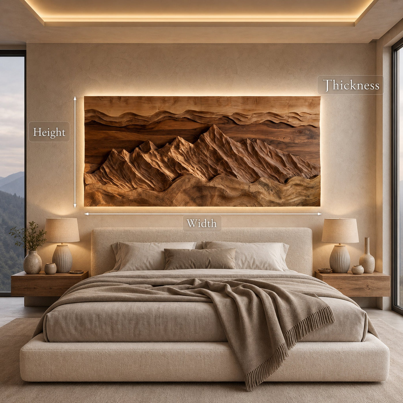 Organic Wood Wall Art Landscape Decor For Living Room - product view 7