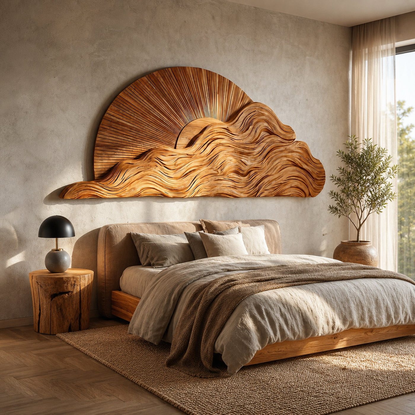 Organic Wooden Cloud Wall Art For Modern Bedroom - product view 6
