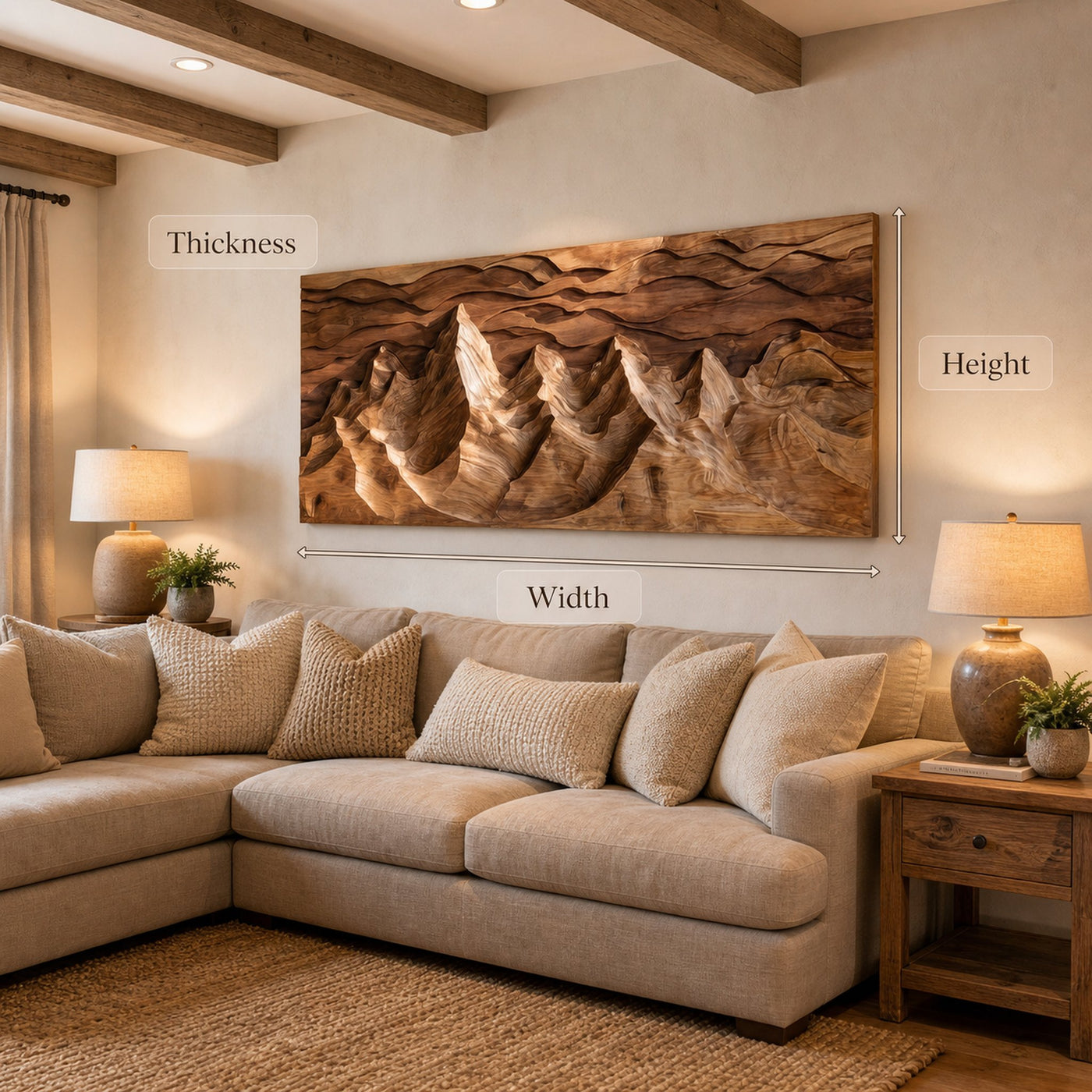 Organic Wooden Mountain Wall Art For Living Room - product view 8