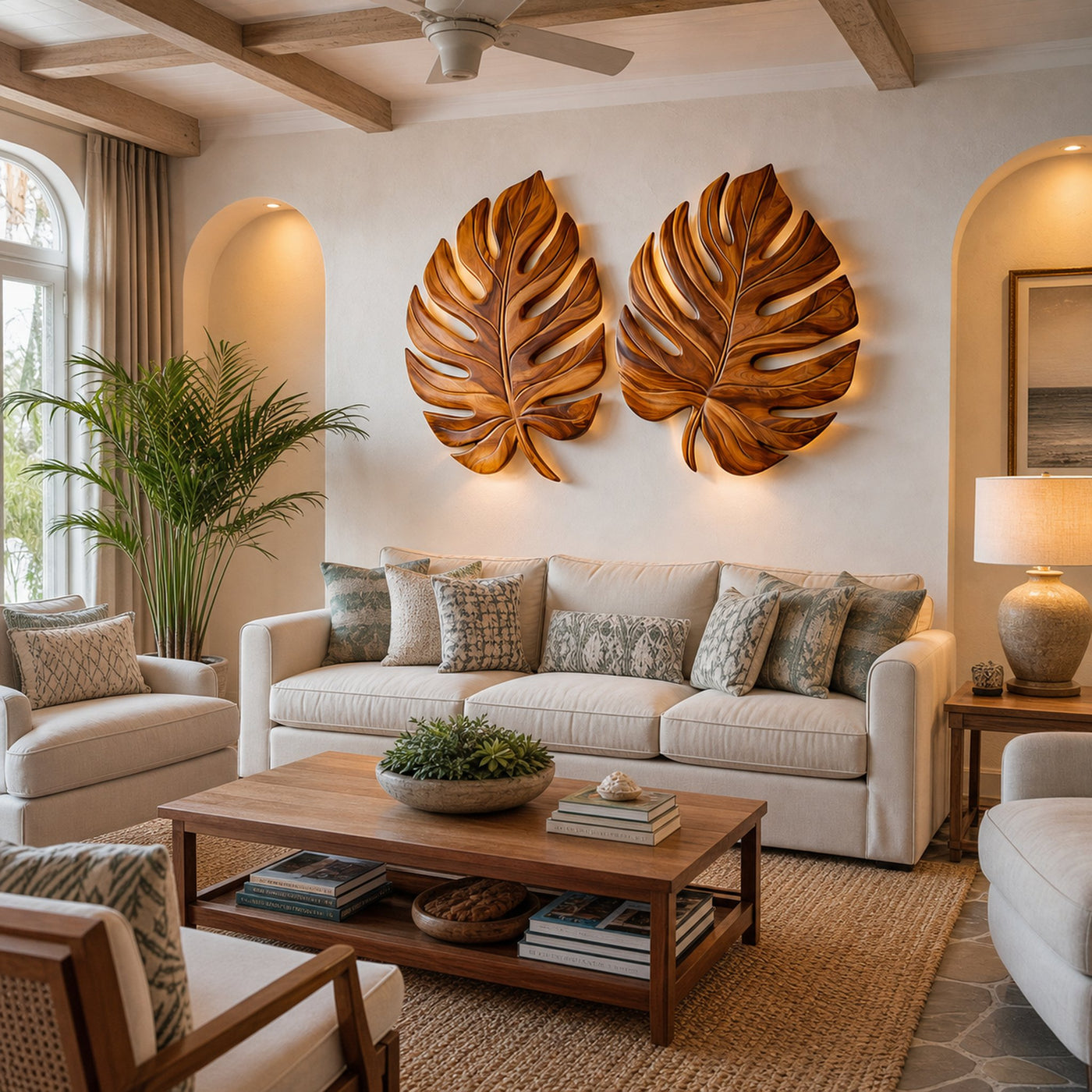 Organic Wooden Palm Leaf Wall Art For Scandinavian Interior - product view 6