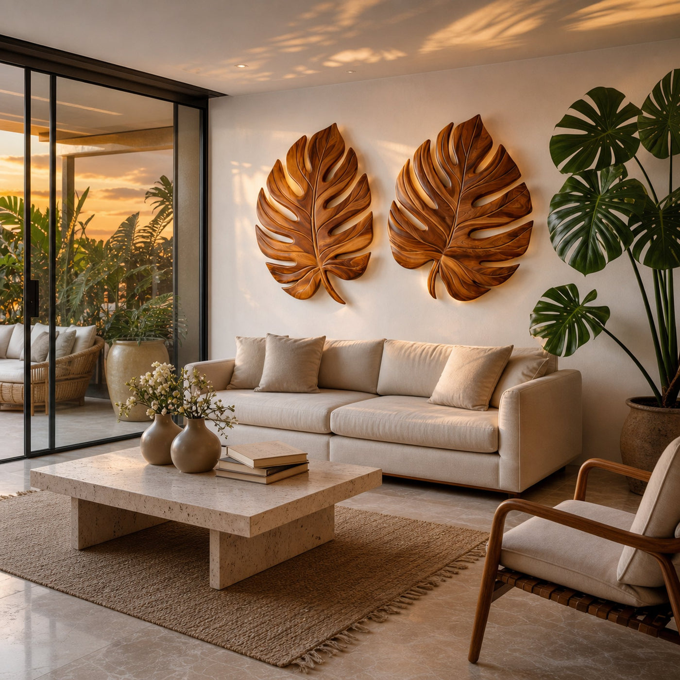 Organic Wooden Palm Leaf Wall Art For Scandinavian Interior - product view 7