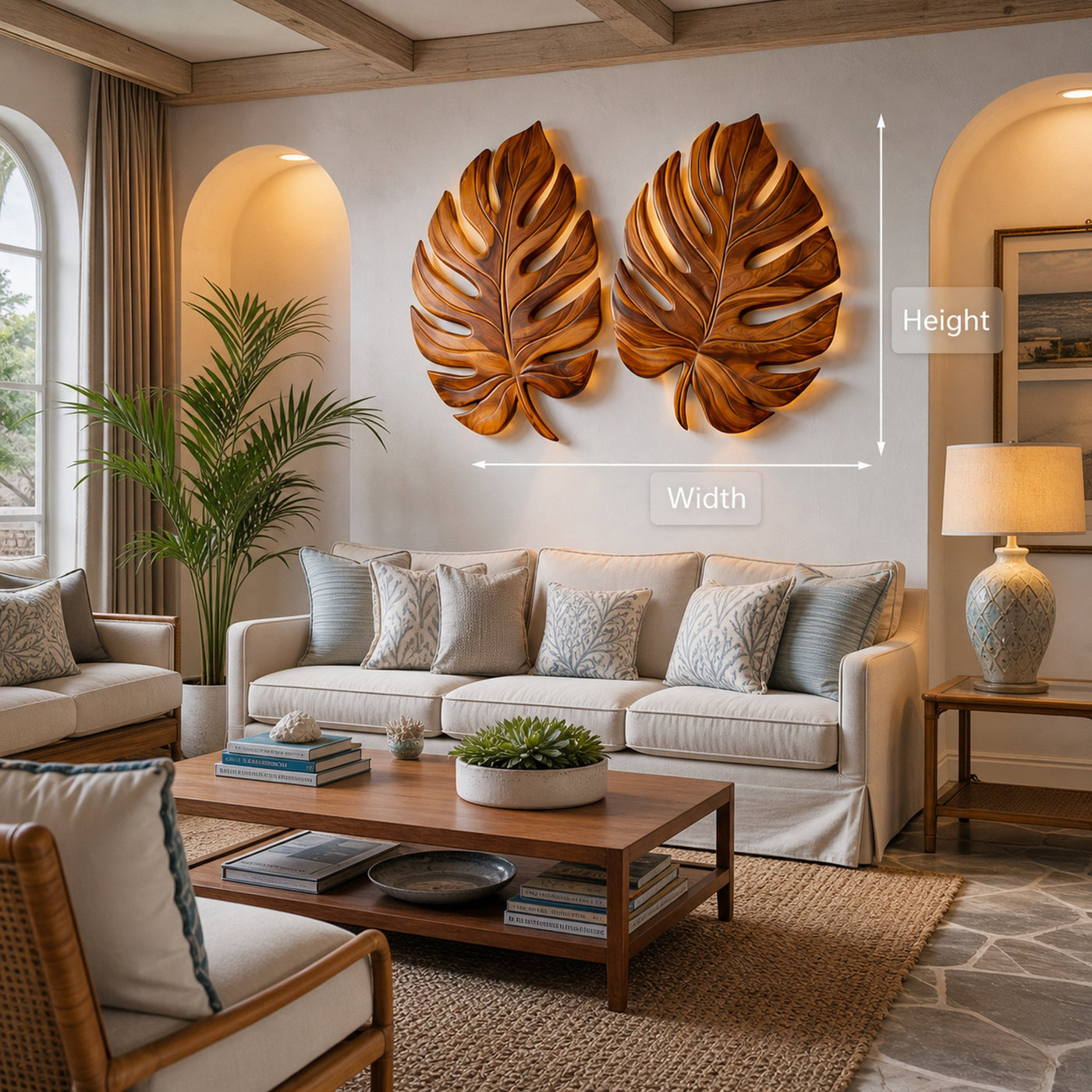 Organic Wooden Palm Leaf Wall Art For Scandinavian Interior - product view 9