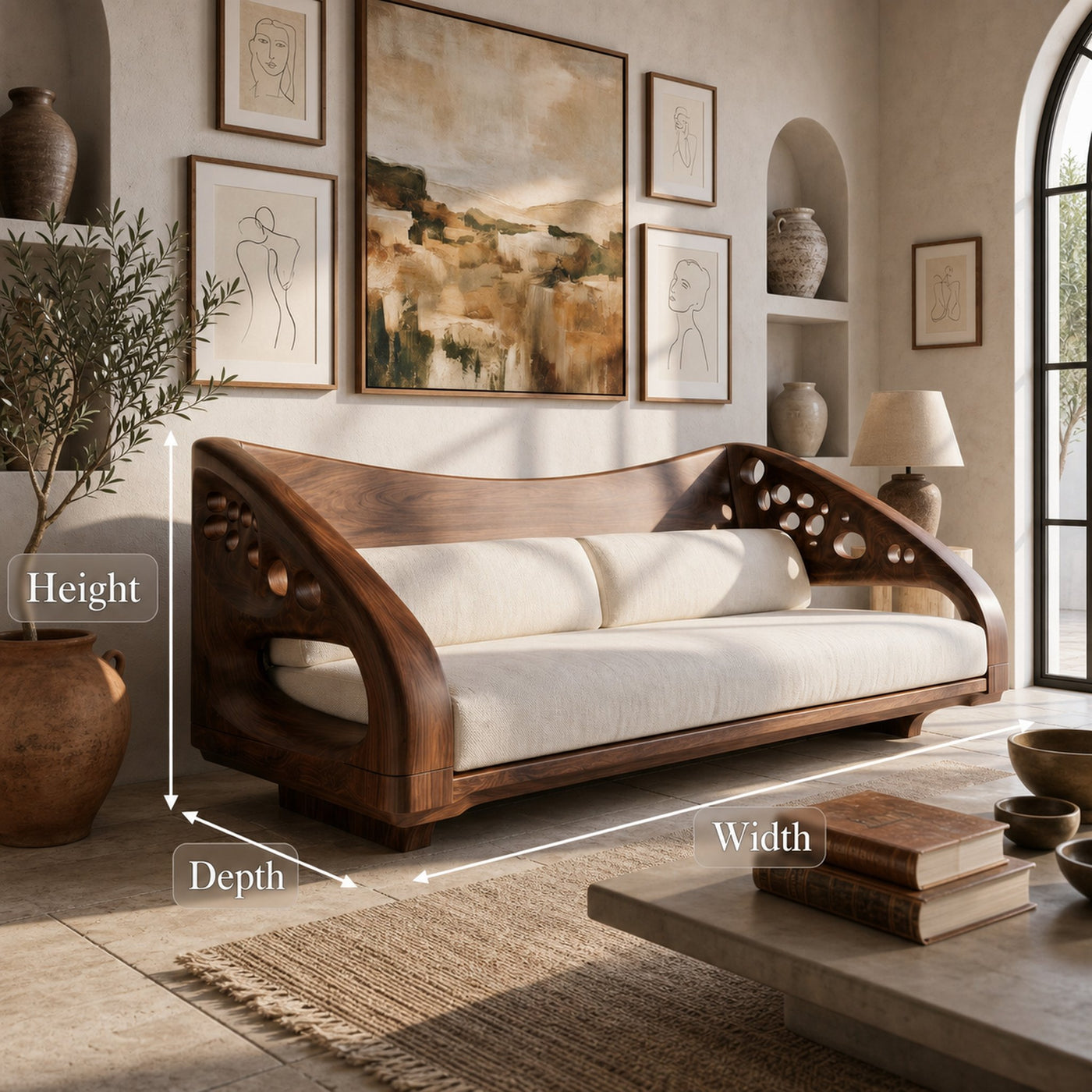 Organic Wooden Sofa Frame With Handcrafted Artistic Design - product view 8