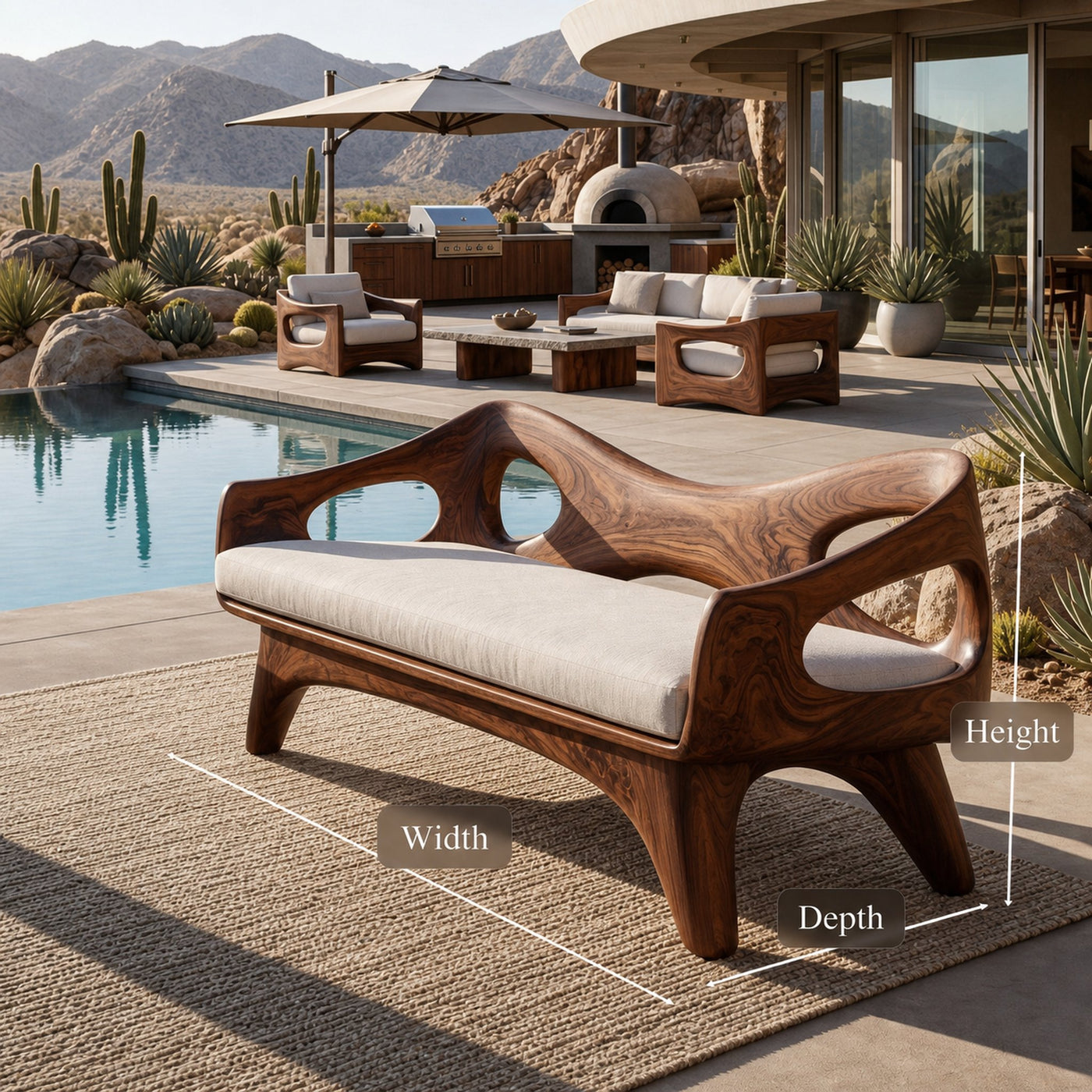 Organic Wooden Sofa With Unique Backrest For Lounge - product view 8