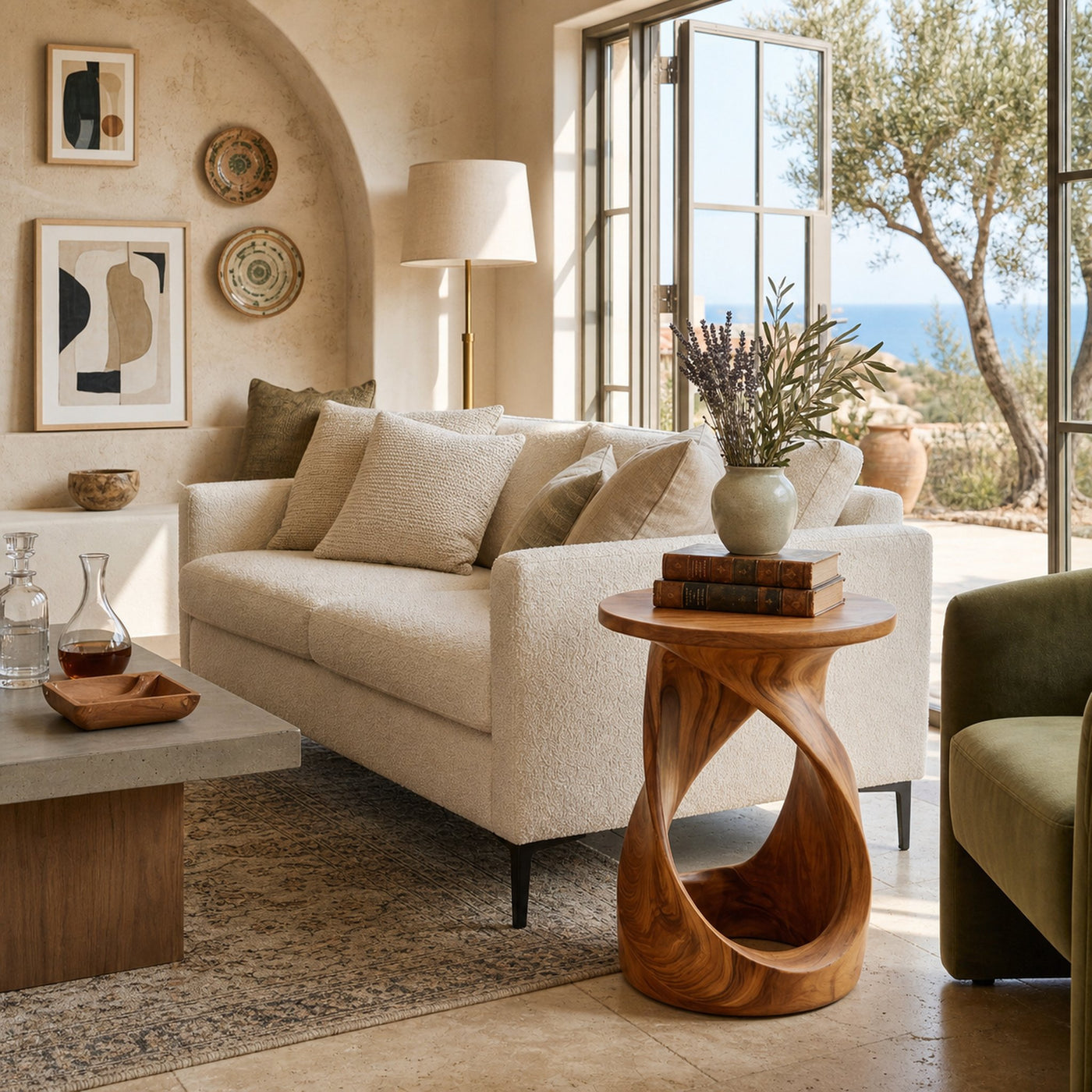 Organic Wooden Twist Side Table For Living Room Decor - product view 6