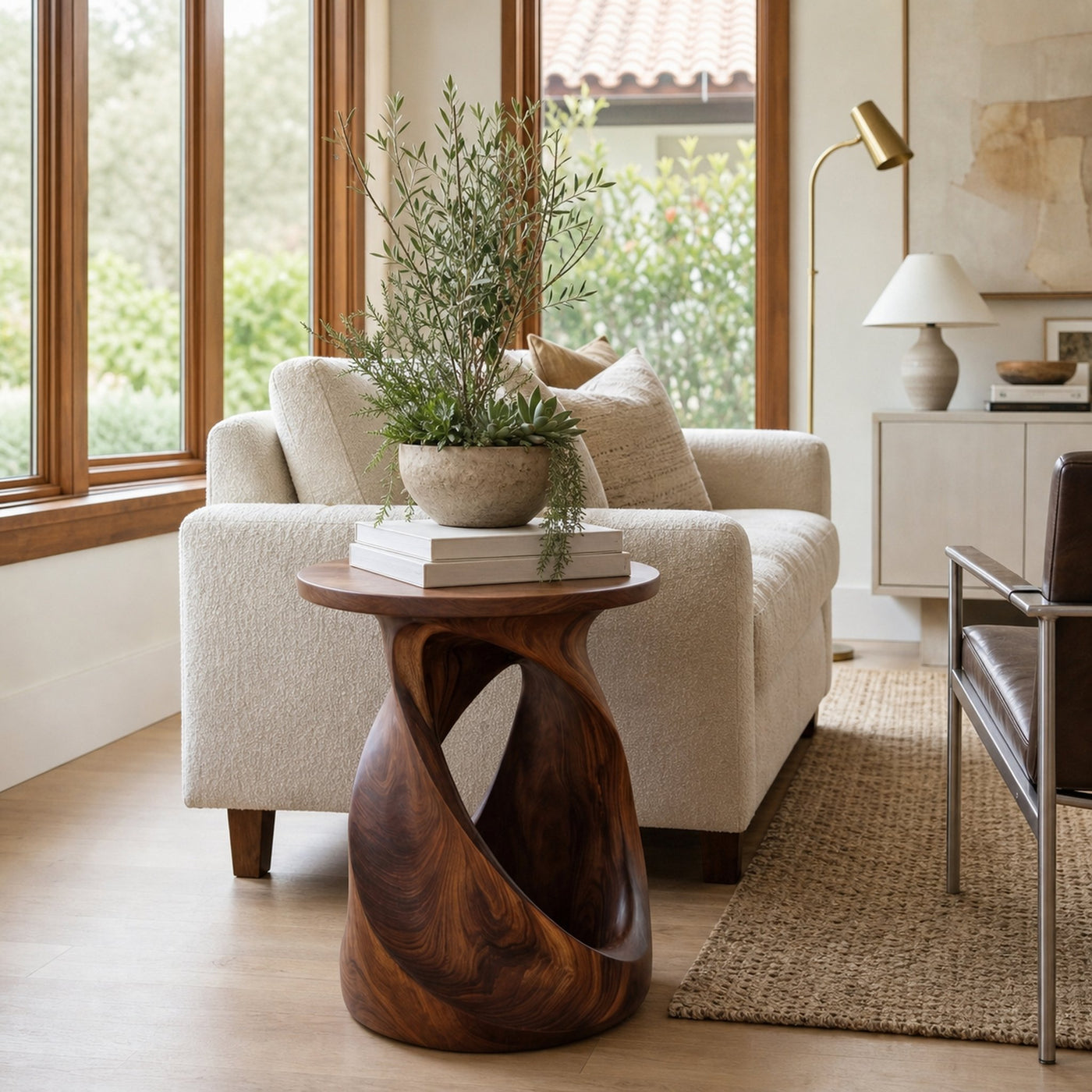 Organic Wooden Twist Side Table For Living Room Decor - product view 7