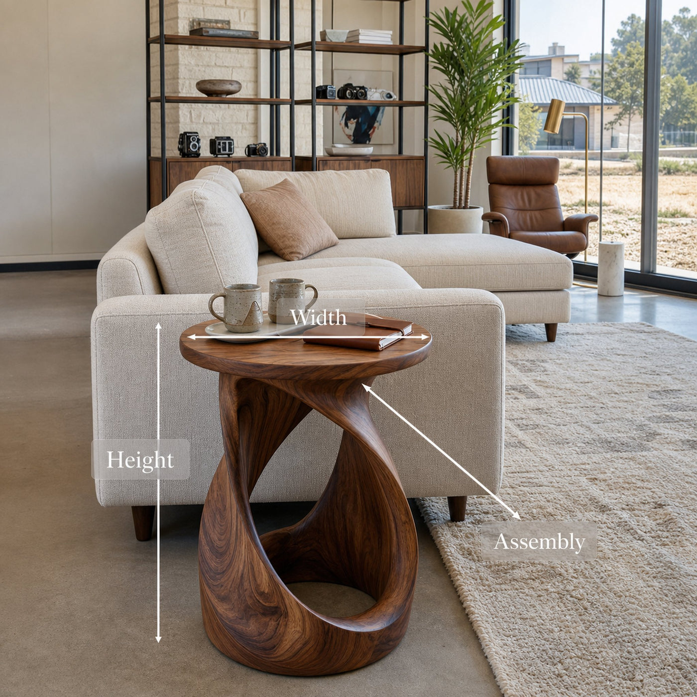 Organic Wooden Twist Side Table For Living Room Decor - product view 8