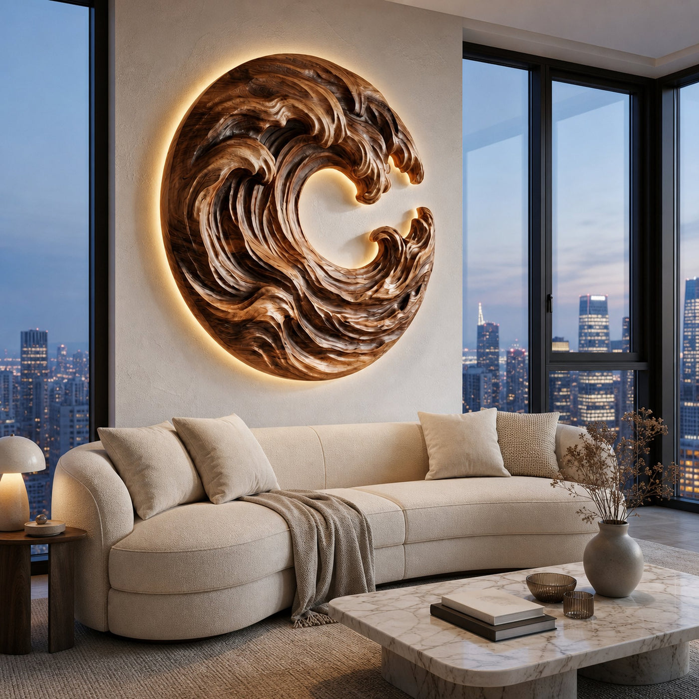 Organic Wooden Wave Wall Art For Wall Decor
