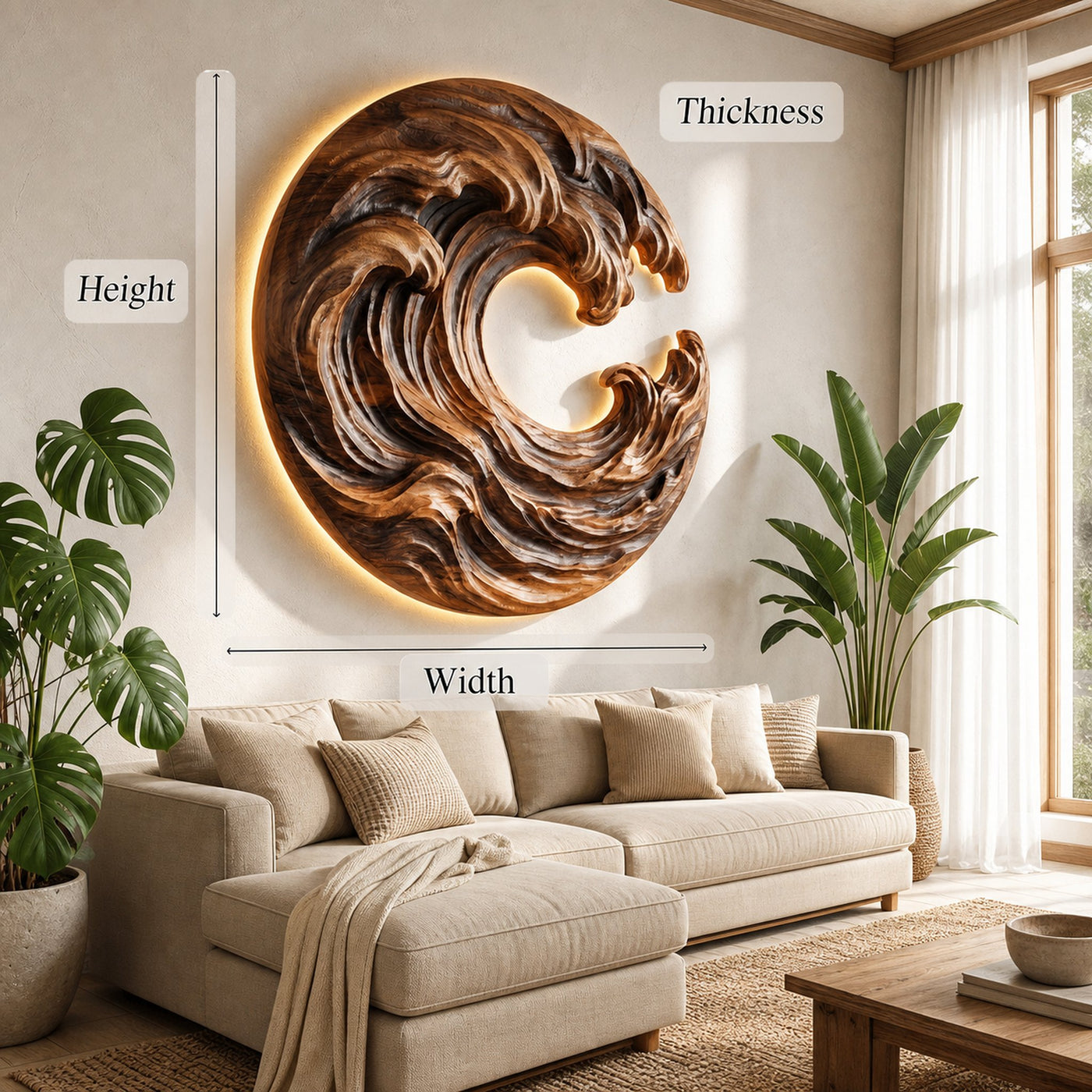 Organic Wooden Wave Wall Art For Wall Decor - product view 7