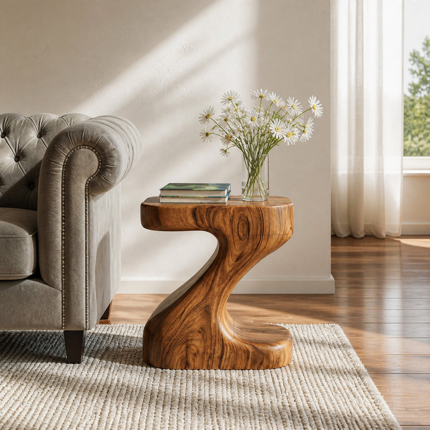 Organic Wooden Z-Shaped Side Table For Home Living - product view 6