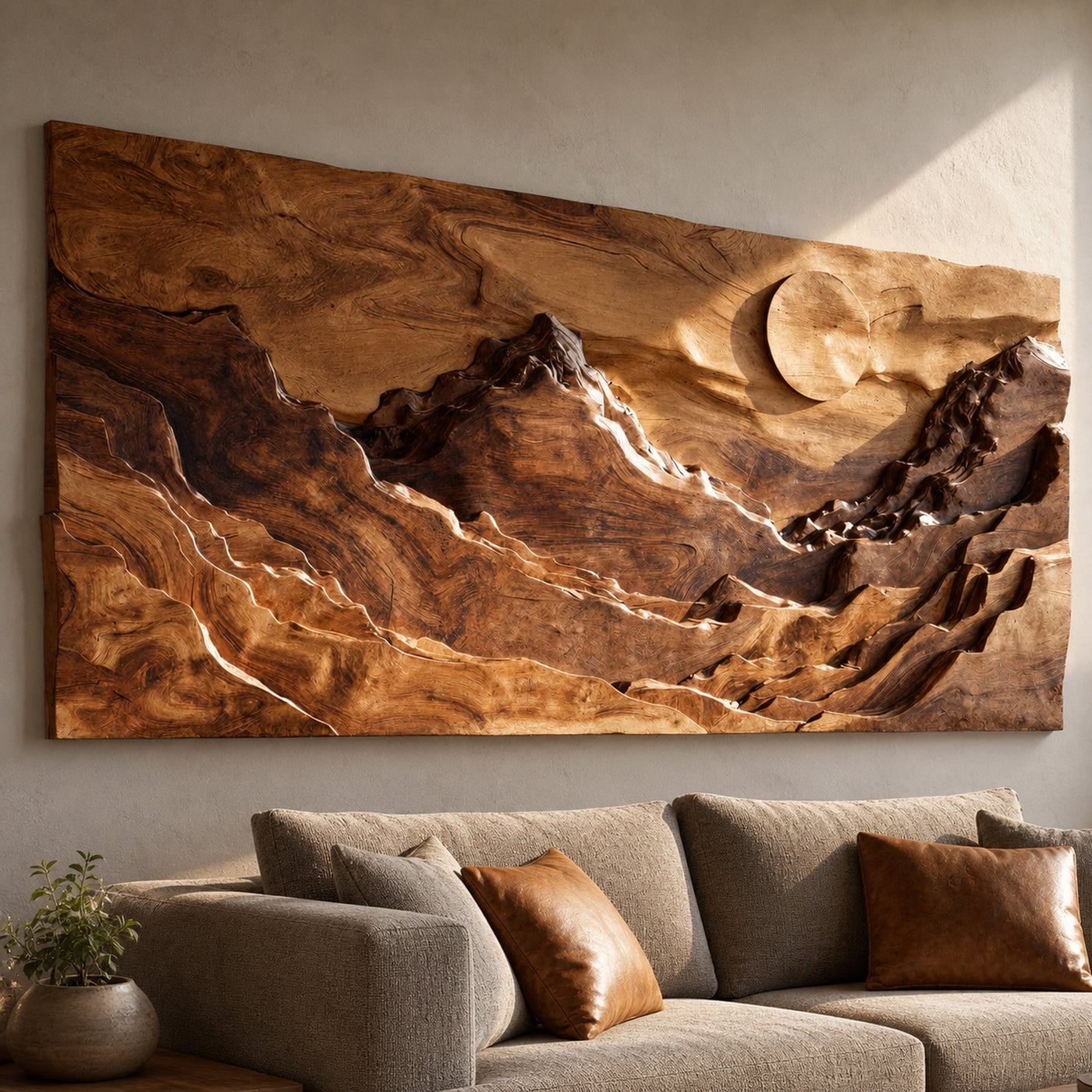 Panoramic Mountain Landscape Wooden Wall Art For Home Decor - product view 6