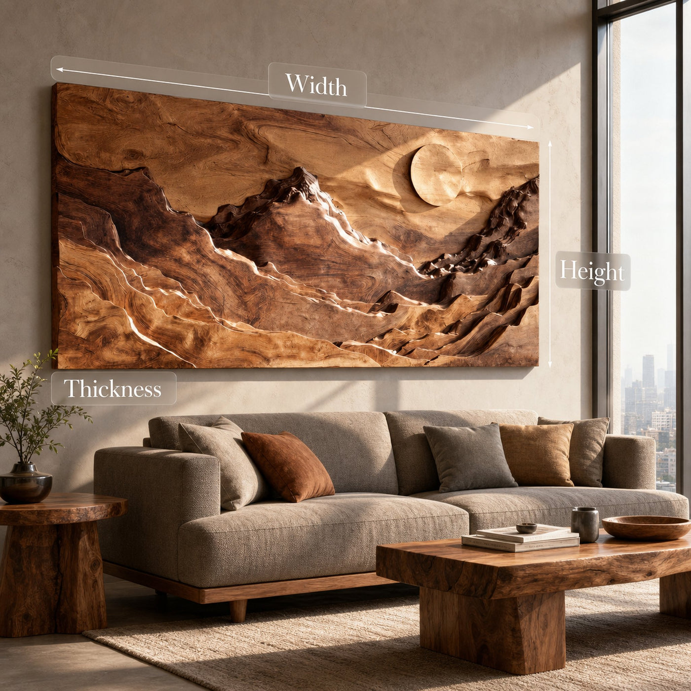 Panoramic Mountain Landscape Wooden Wall Art For Home Decor - product view 7