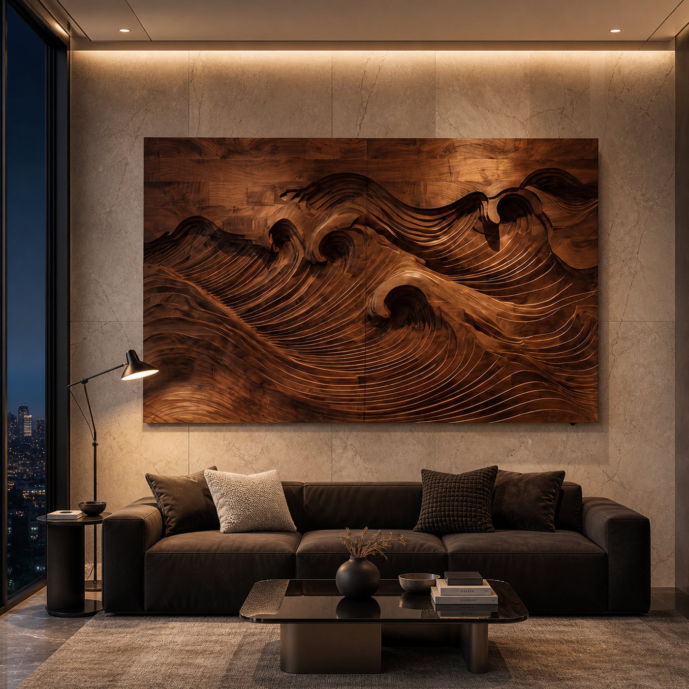 Quiet Luxury Ocean Wave Wood Wall Art For Living Room - product view 6