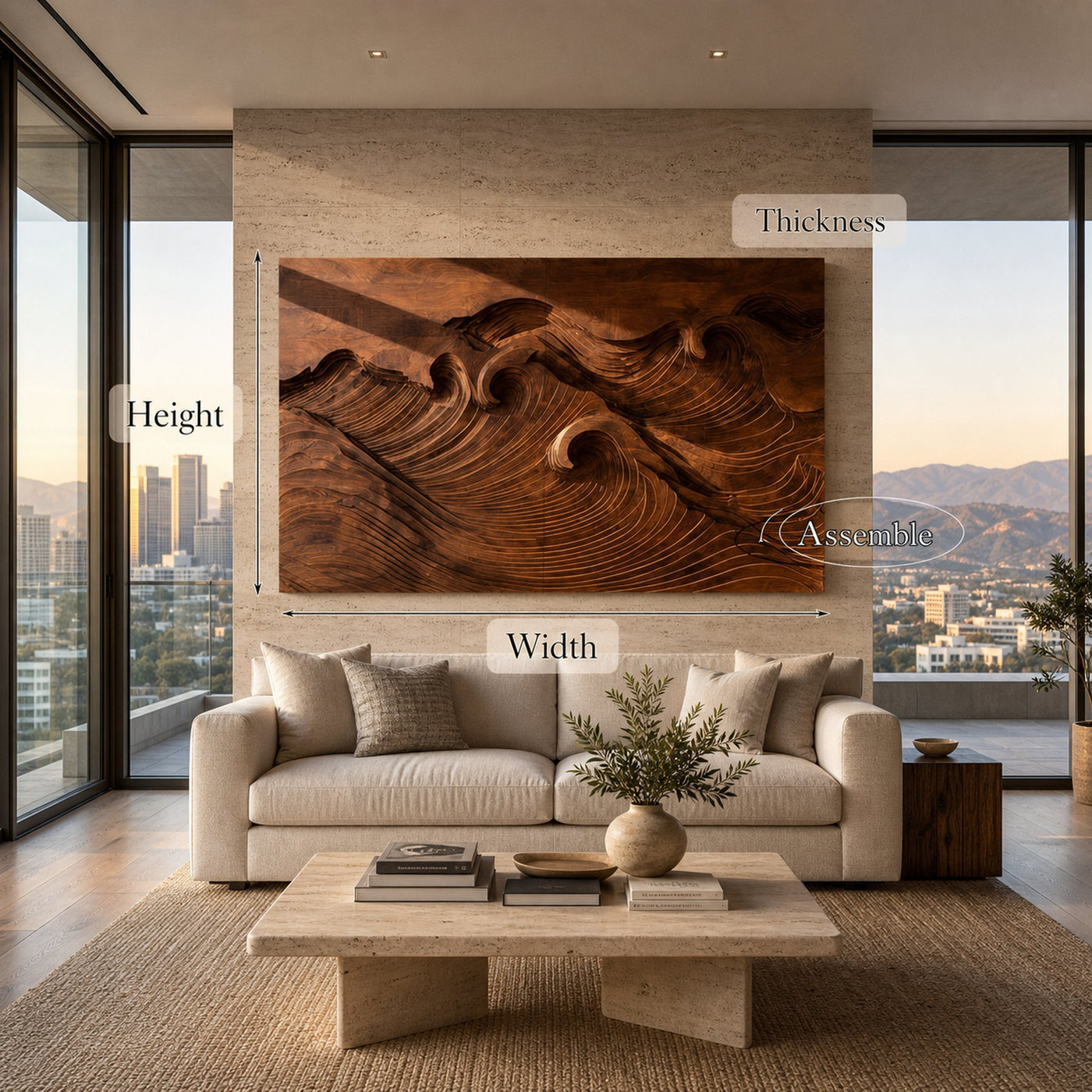 Quiet Luxury Ocean Wave Wood Wall Art For Living Room - product view 8