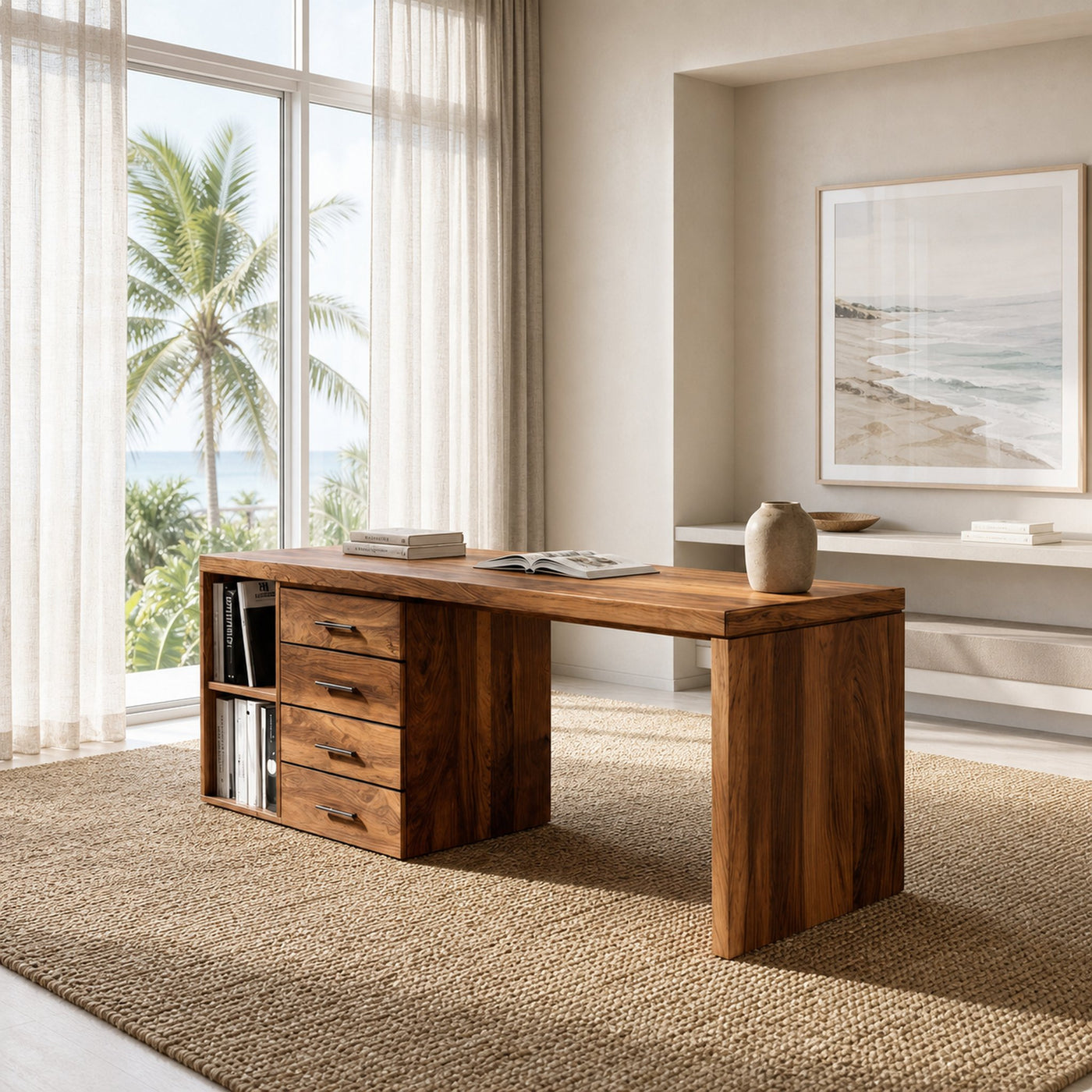 Quiet Luxury Wooden Desk With Storage For Home Office