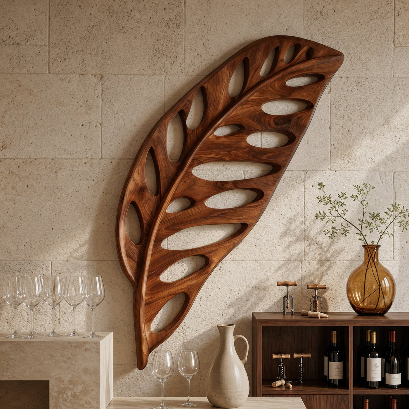 Resort Style Leaf Wall Shelf For Lounge Space