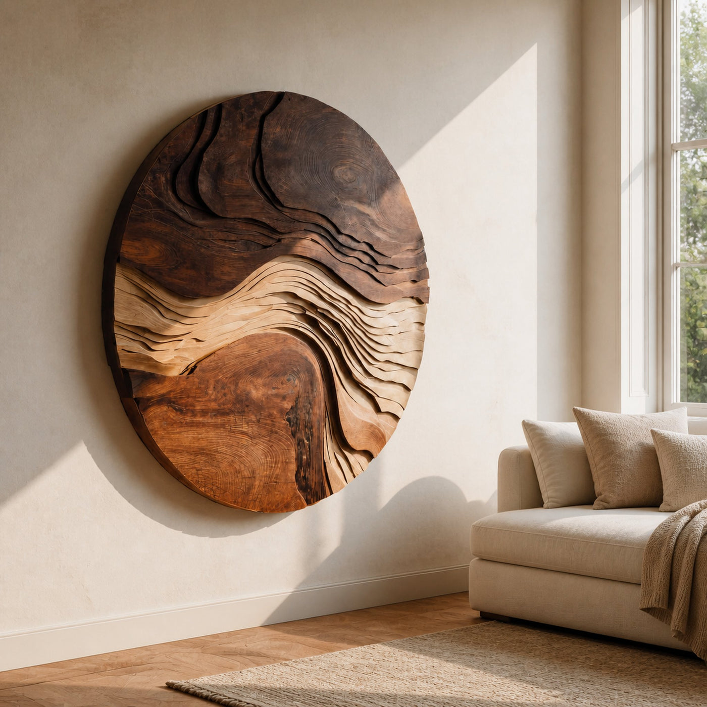 Round Sculptural Layered Wall Art For Living Room