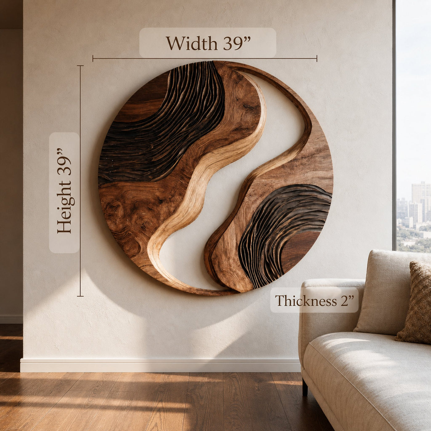 Round Sculptural Wall Art With Yin Yang Design For Living Room - product view 6
