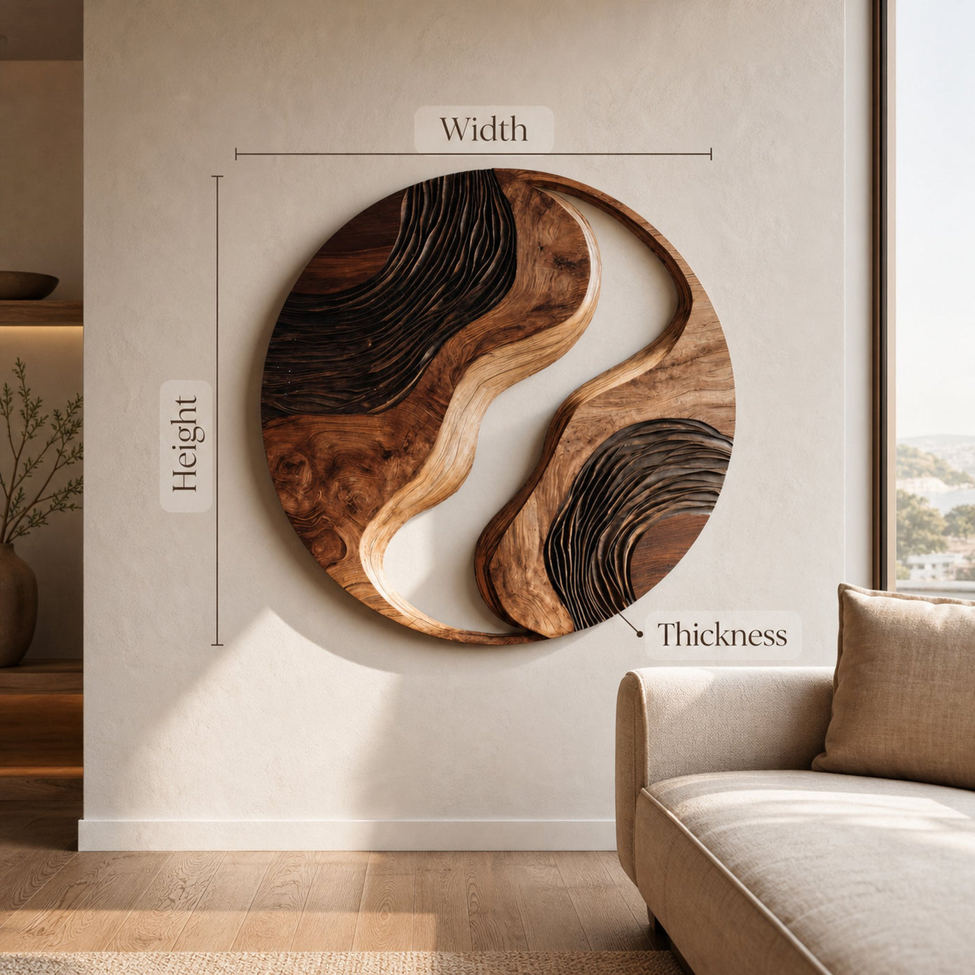 Round Sculptural Wall Art With Yin Yang Design For Living Room - product view 7