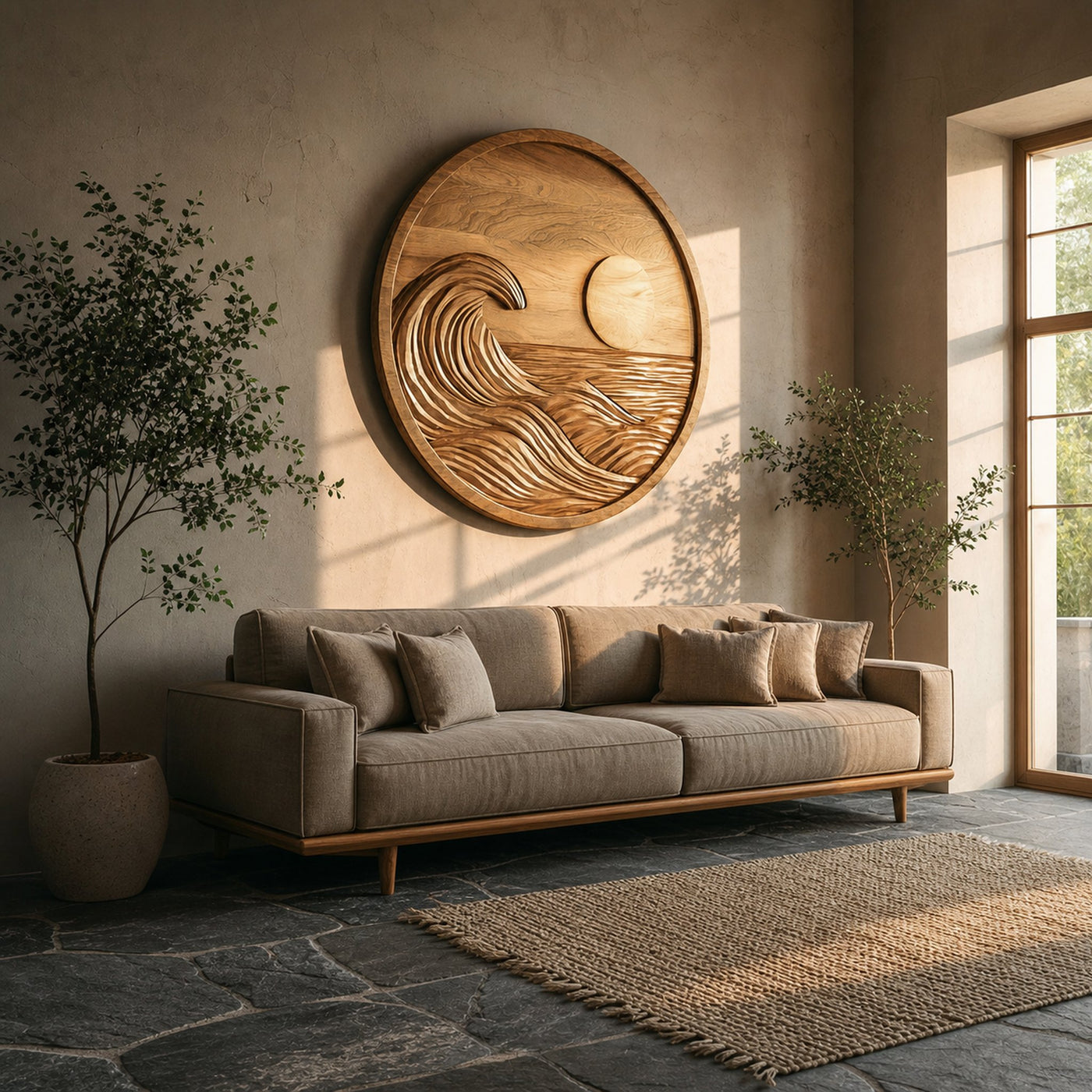 Round Wall Art Ocean Wave Sculpture For Living Room - product view 4