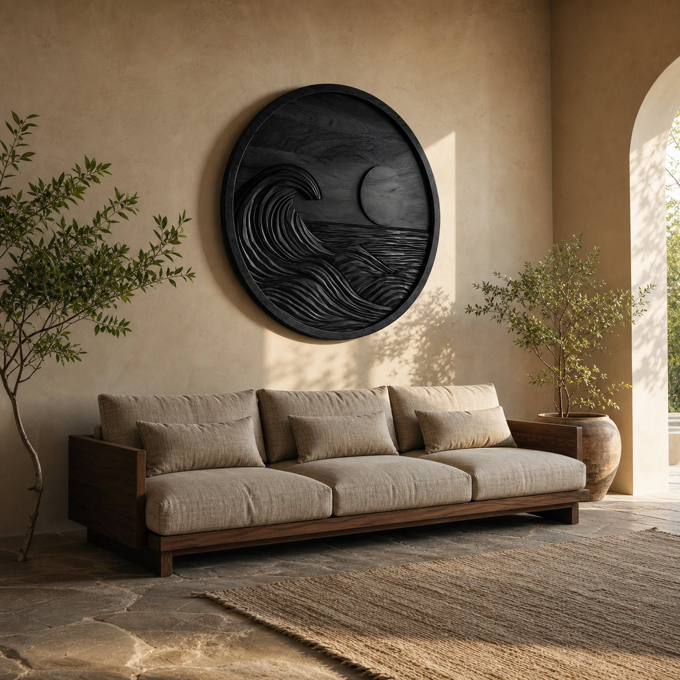 Round Wall Art Ocean Wave Sculpture For Living Room - product view 7