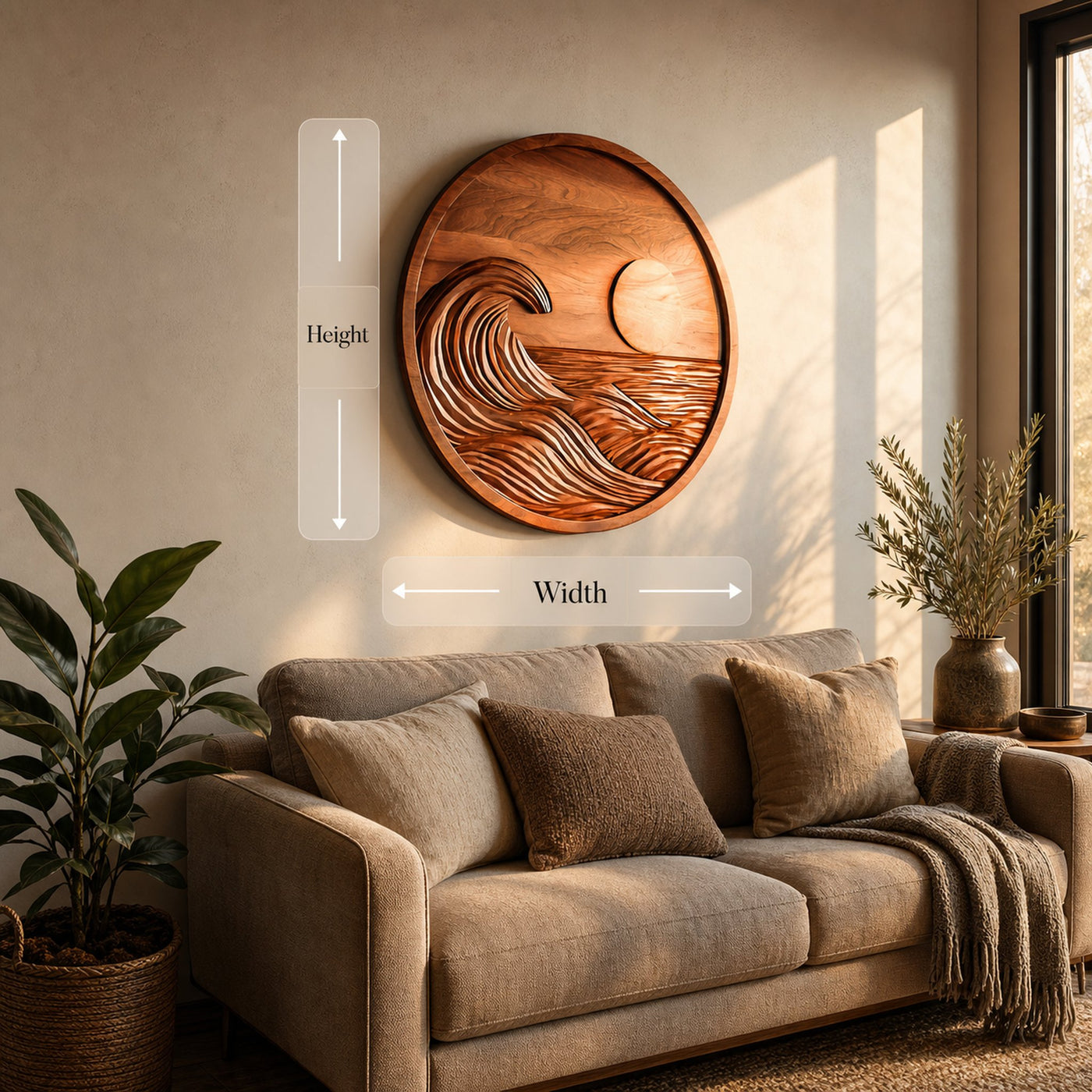 Round Wall Art Ocean Wave Sculpture For Living Room - product view 8