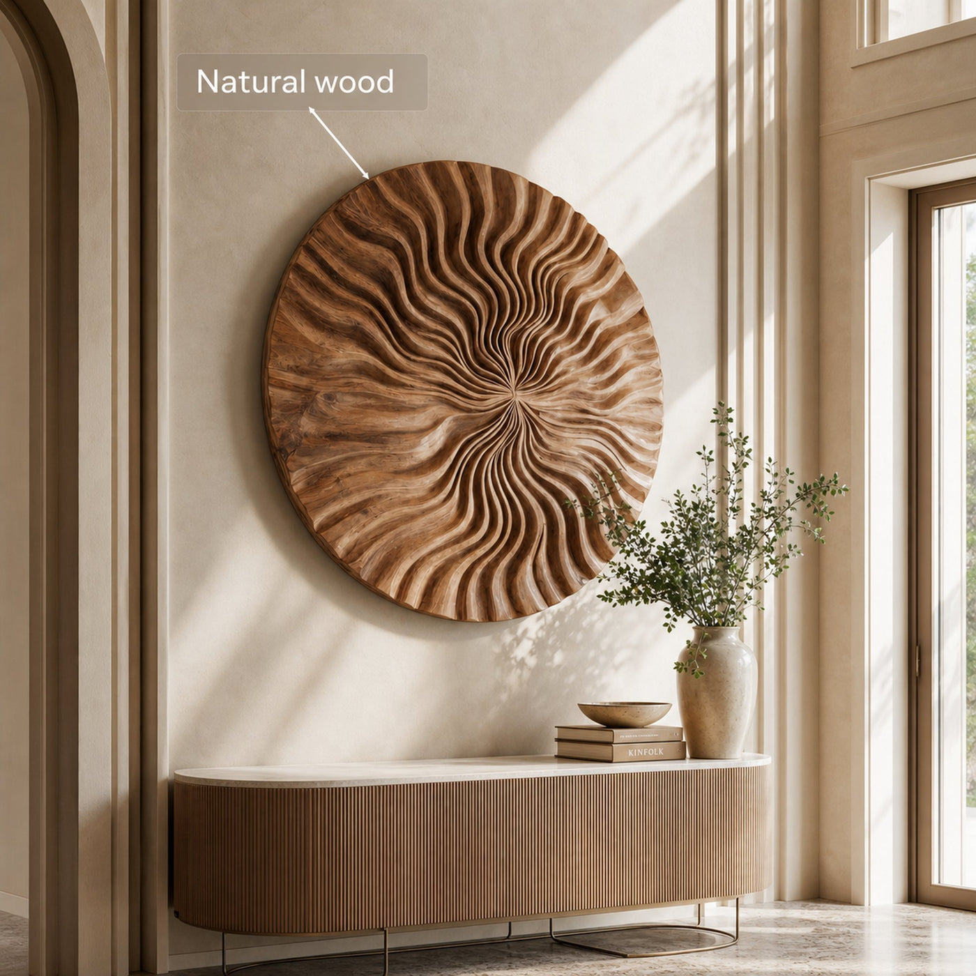 Round Wall Art With Wave Design For Entryway - product view 6