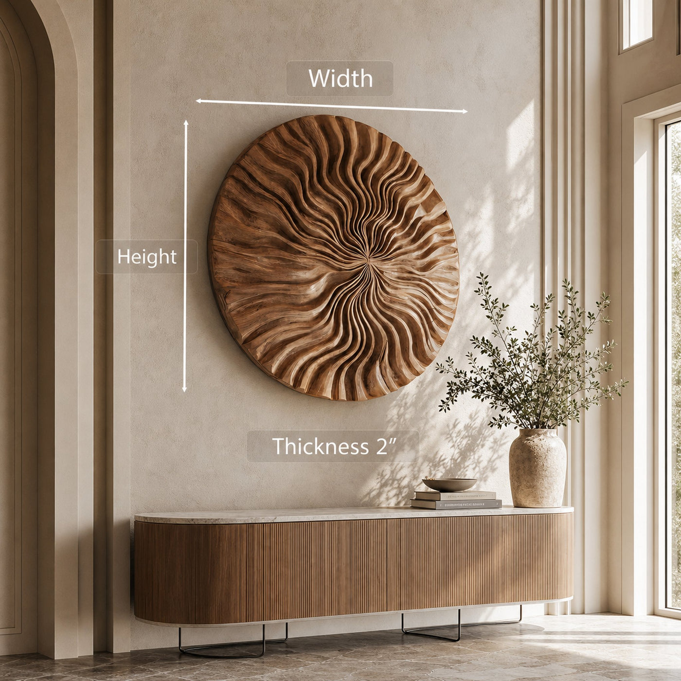 Round Wall Art With Wave Design For Entryway - product view 8