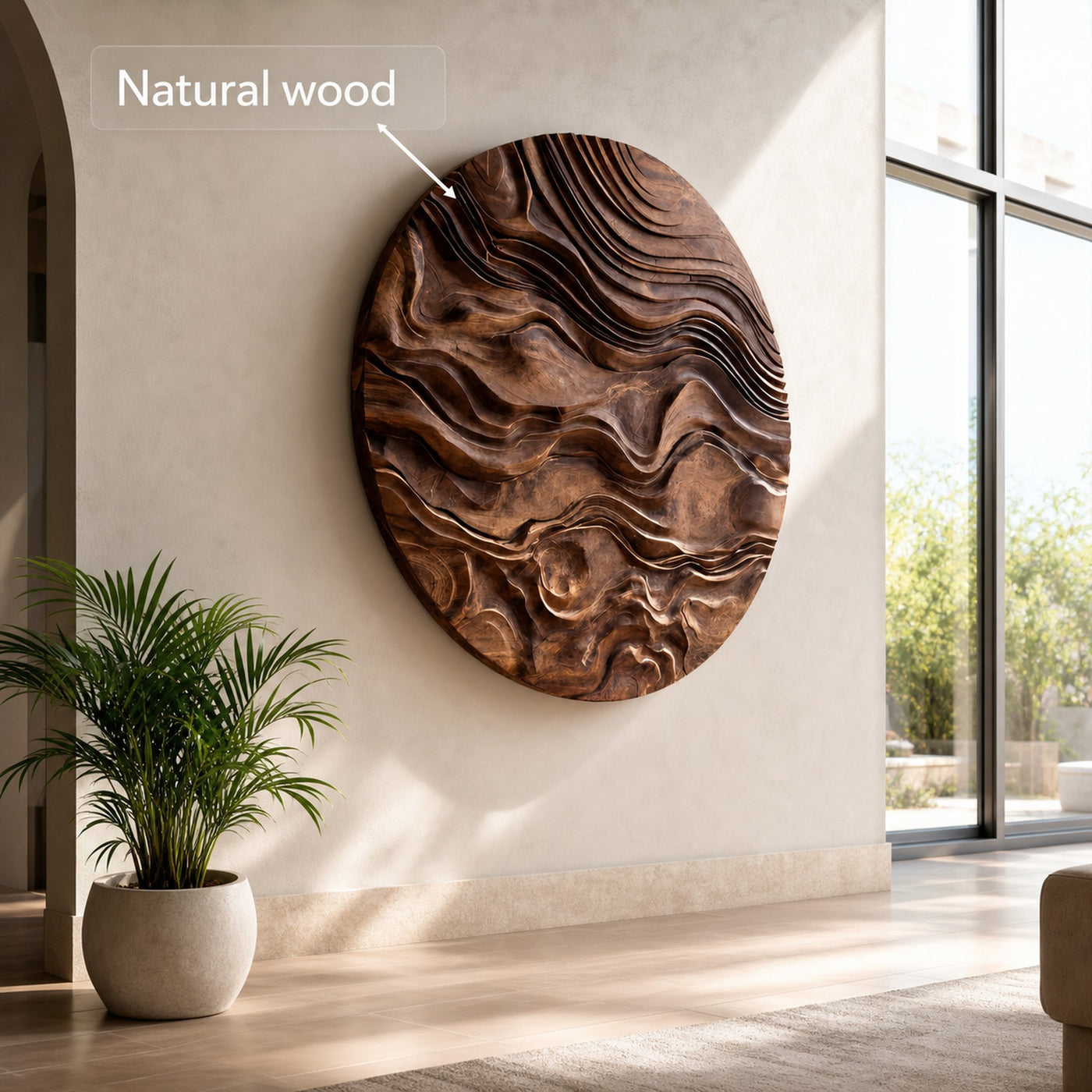 Round Wall Art With Wave Design For Living Room - product view 6