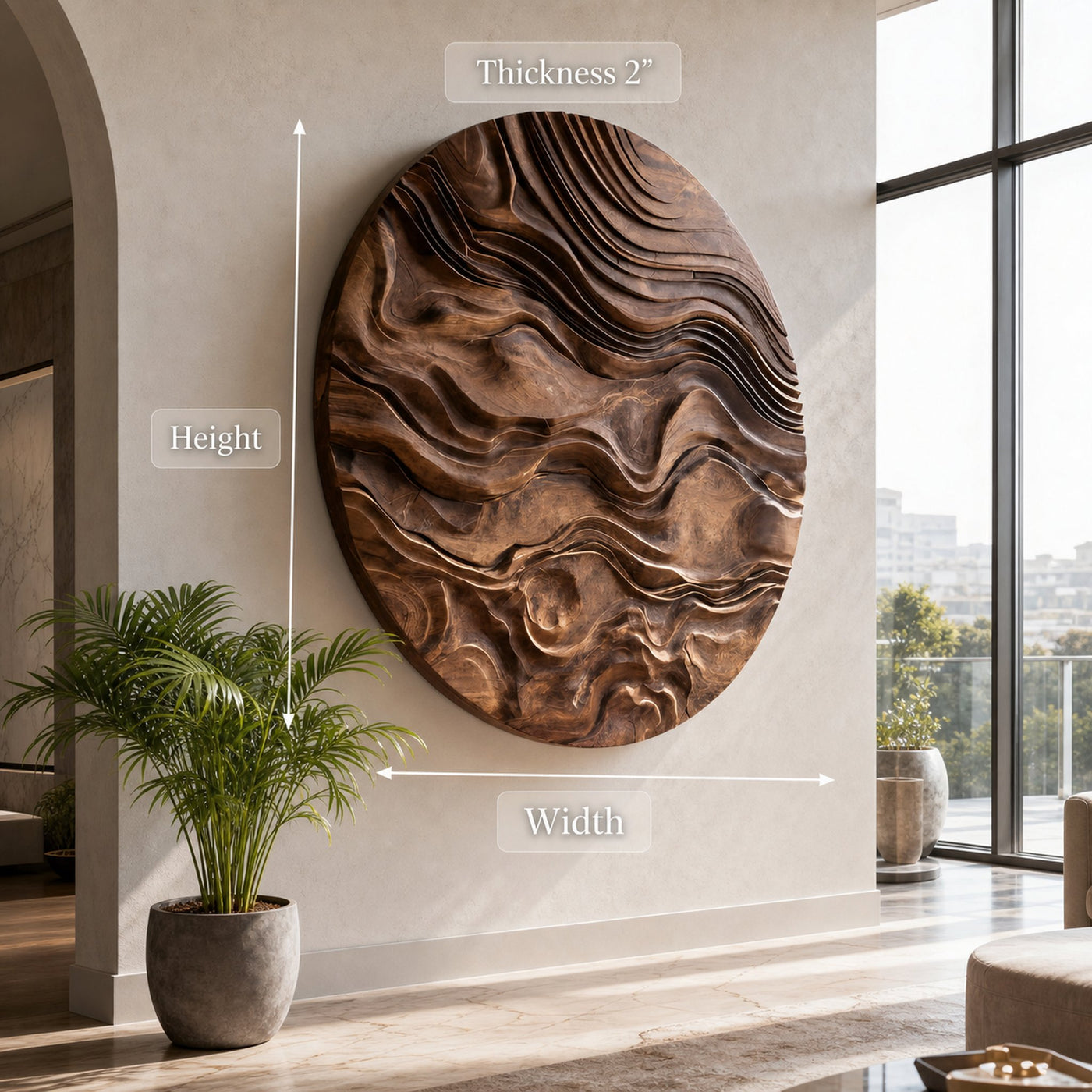 Round Wall Art With Wave Design For Living Room - product view 8