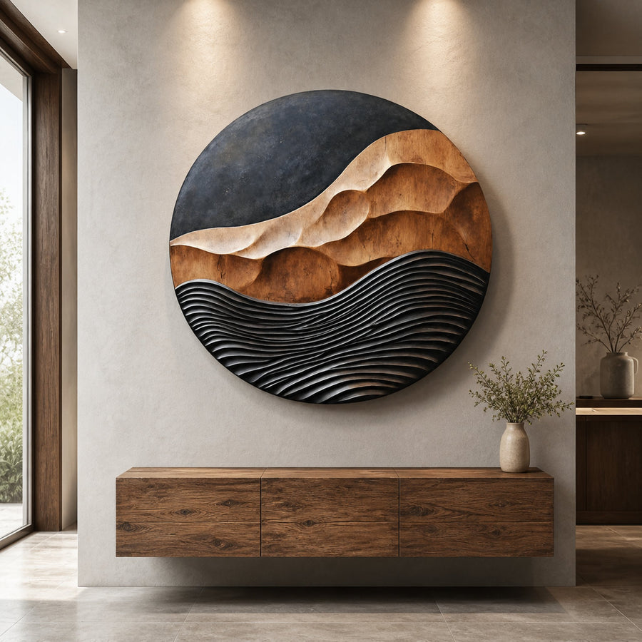 Rustic 3D Wood Wall Art For Entryway Wall Panel Design