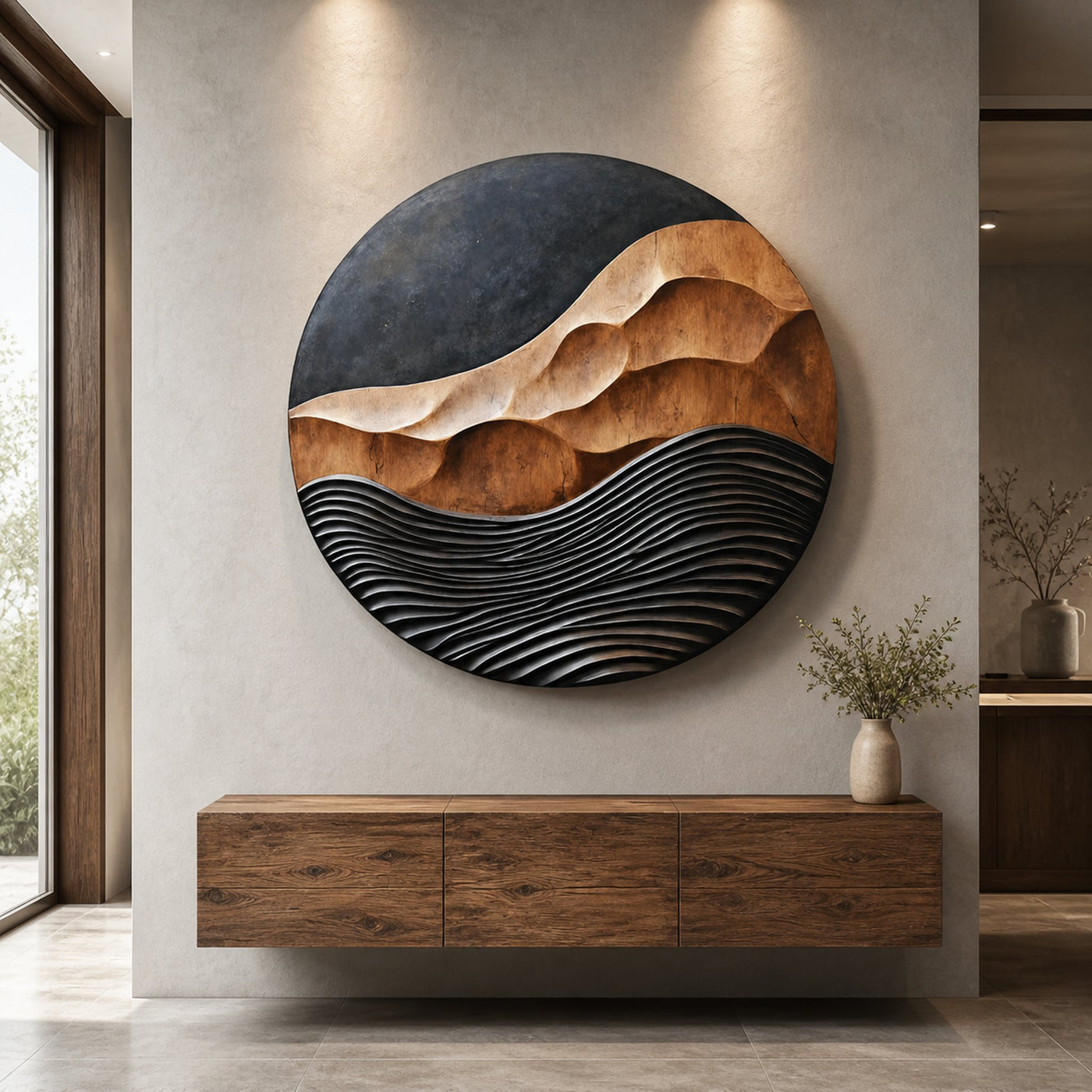 Rustic 3D Wood Wall Art For Entryway Wall Panel Design