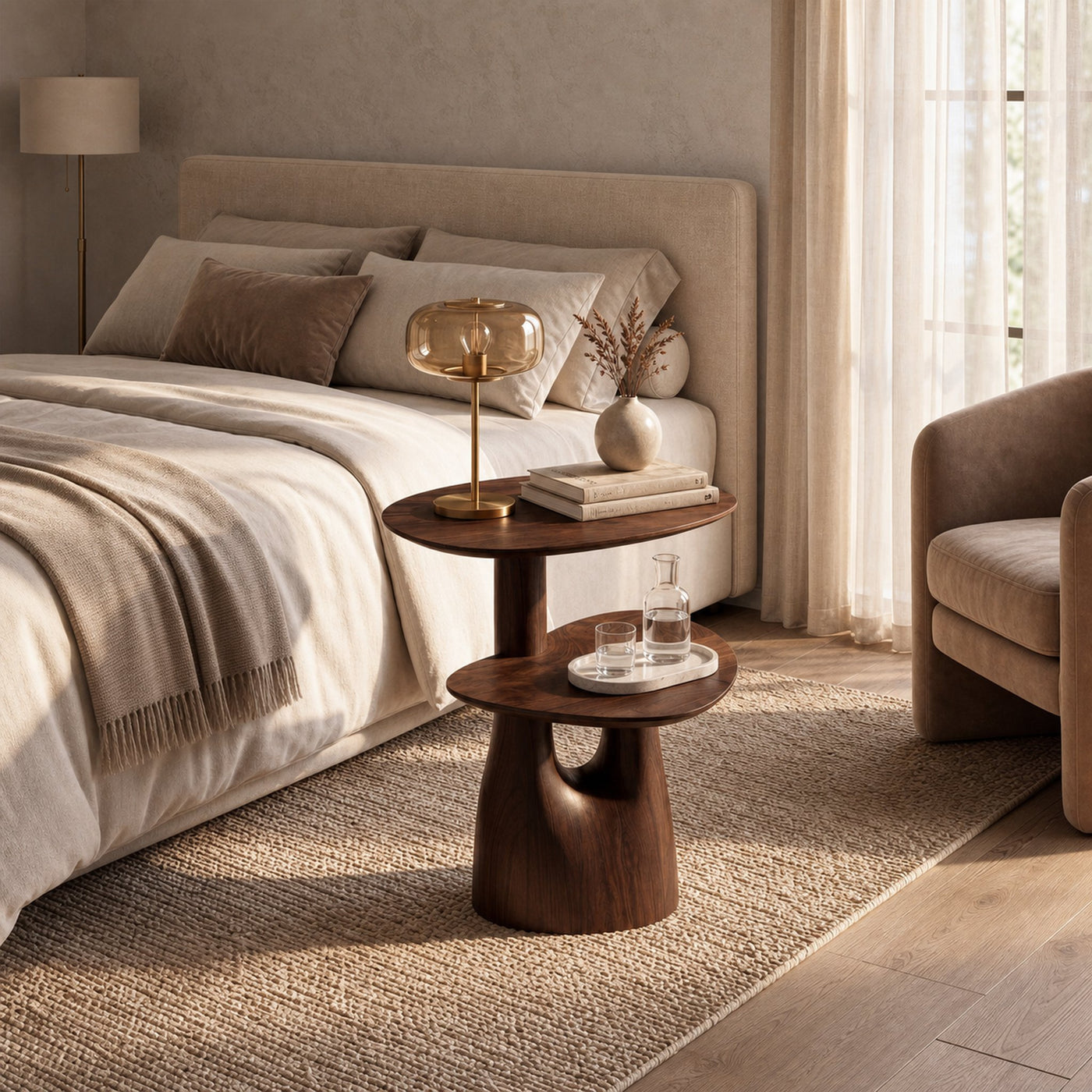 Rustic Accent Side Table For Reading Nook - product view 6