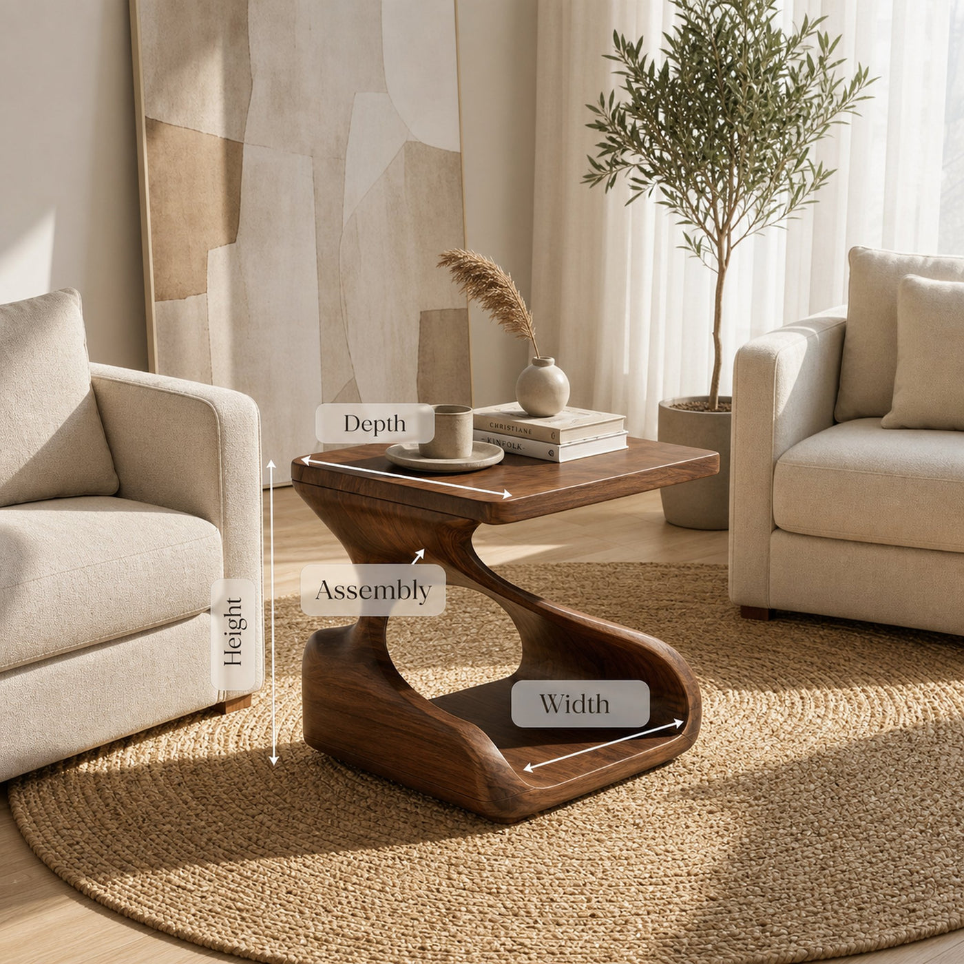 Rustic Accent Side Table For Reading Room - product view 8