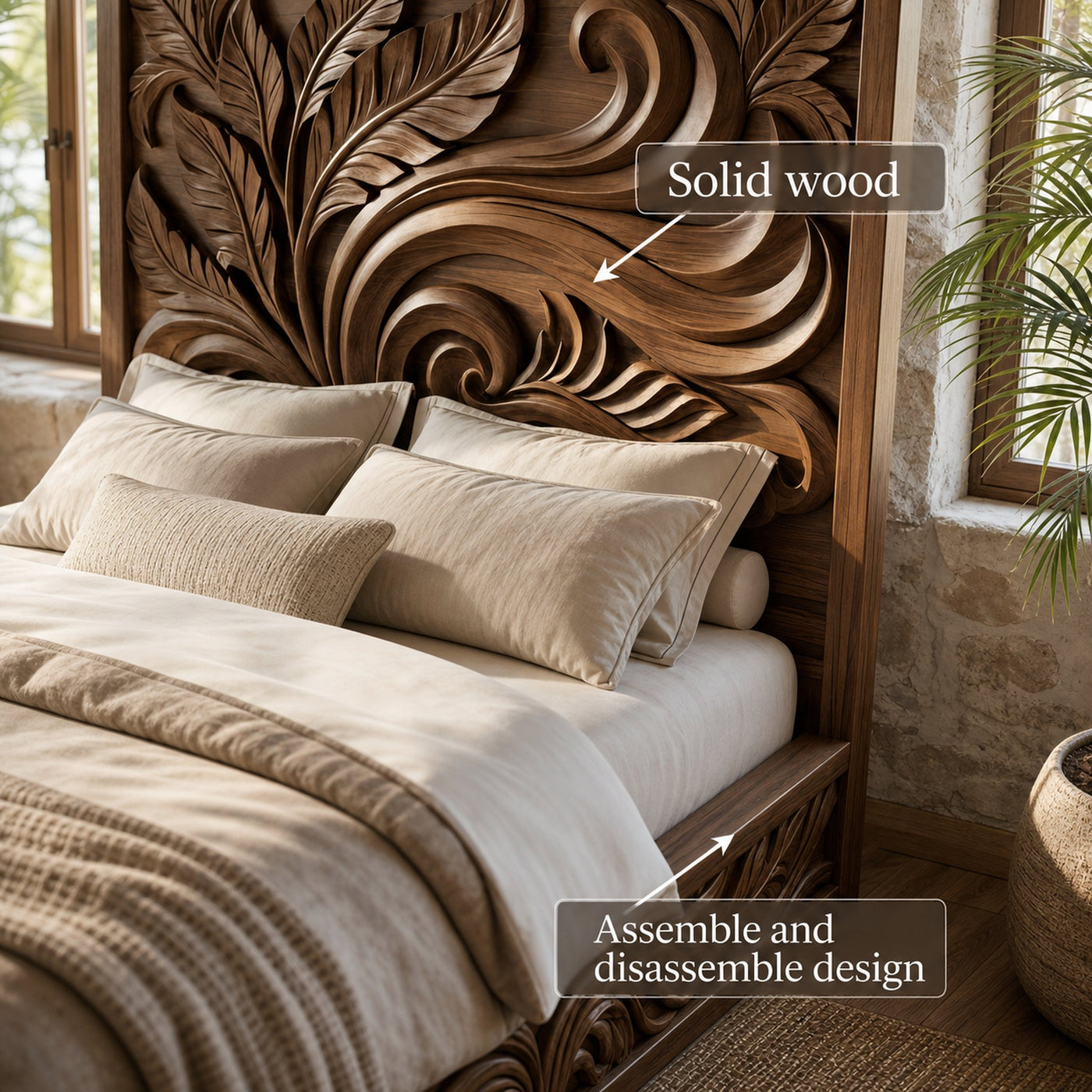 Rustic Artistic King Bed Frame For Bedroom And Private Interior - product view 6