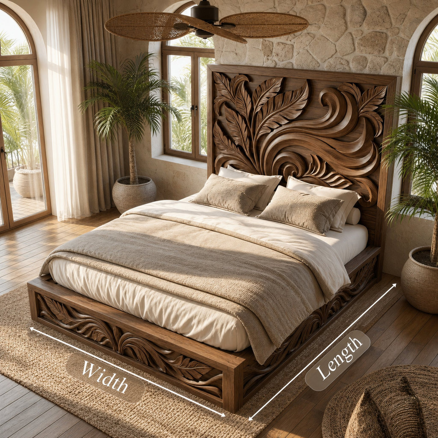 Rustic Artistic King Bed Frame For Bedroom And Private Interior - product view 7