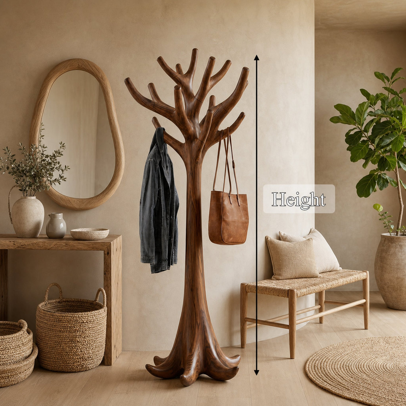 Rustic Artistic Tree Coat Rack For Entryway And Interior Space - product view 6