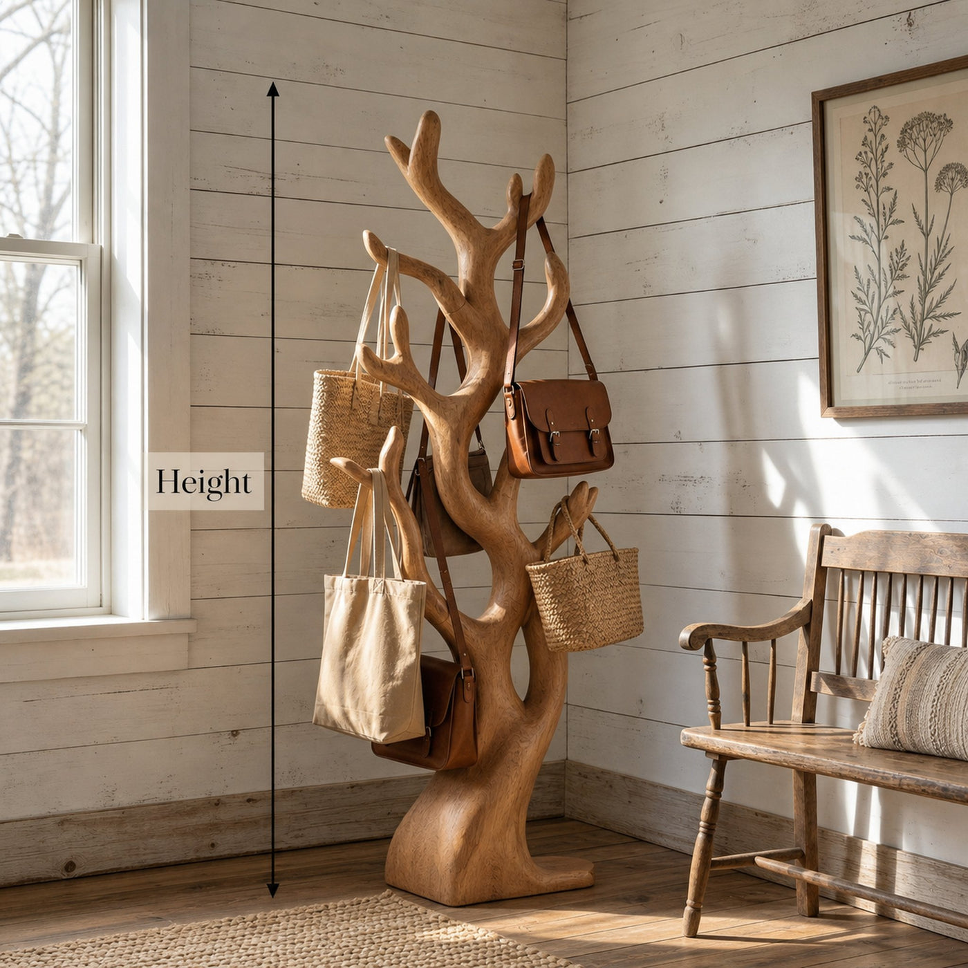 Rustic Artistic Tree Coat Rack For Entryway And Interior Styling - product view 7