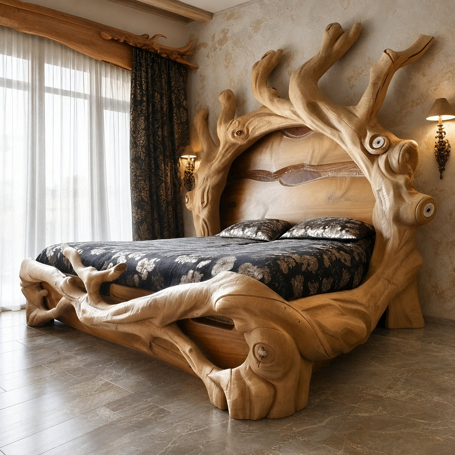 Rustic Bed Frame Bedding Reclaimed Wood Vintage Handmade Decor Bedroom