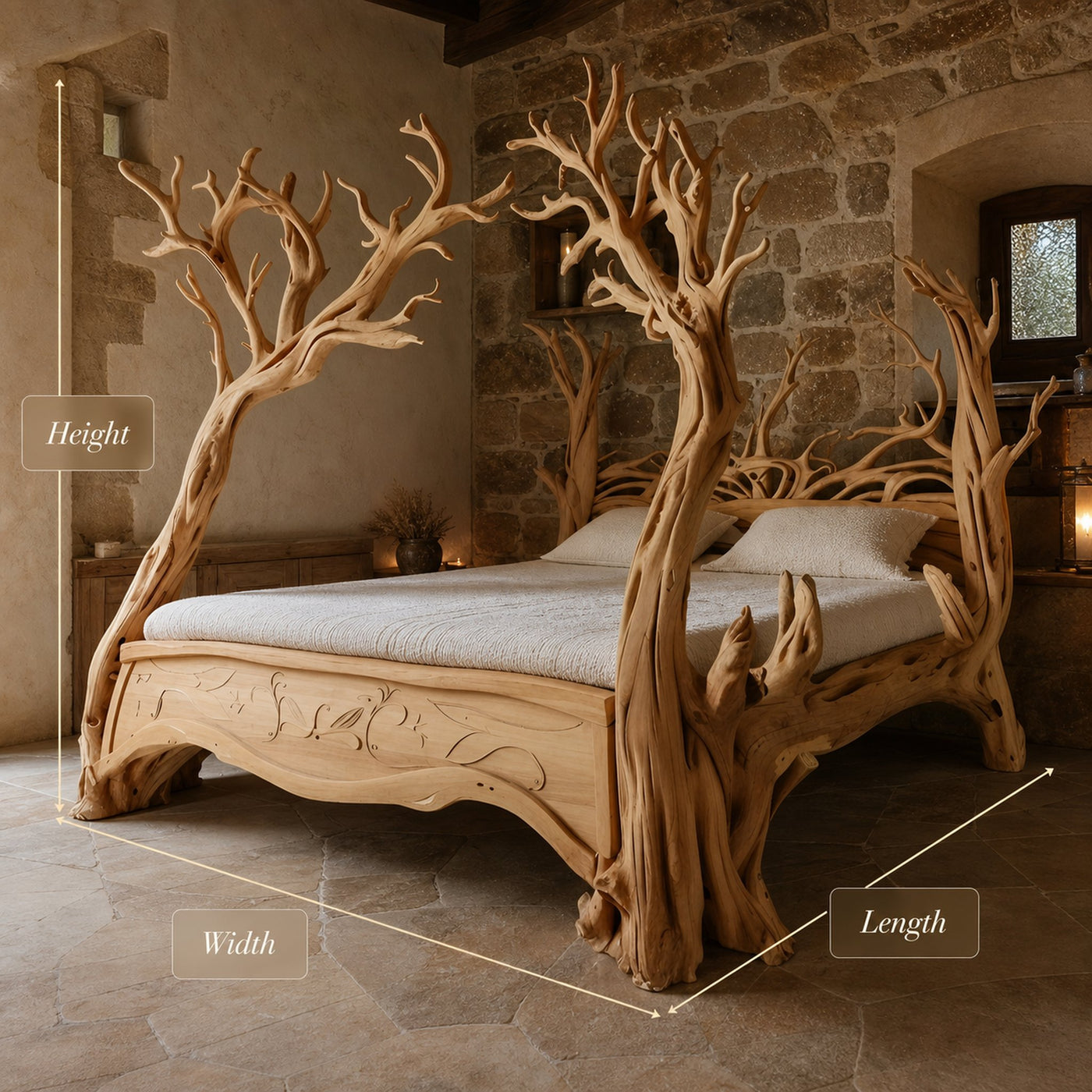 Rustic Bed Frame Queen Reclaimed Wood Furniture Handmade Decor Bedroom Her Gift - product view 6