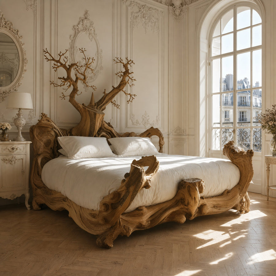 Rustic Bed Frame Solid Wood Furniture Handmade Decor Bed Room