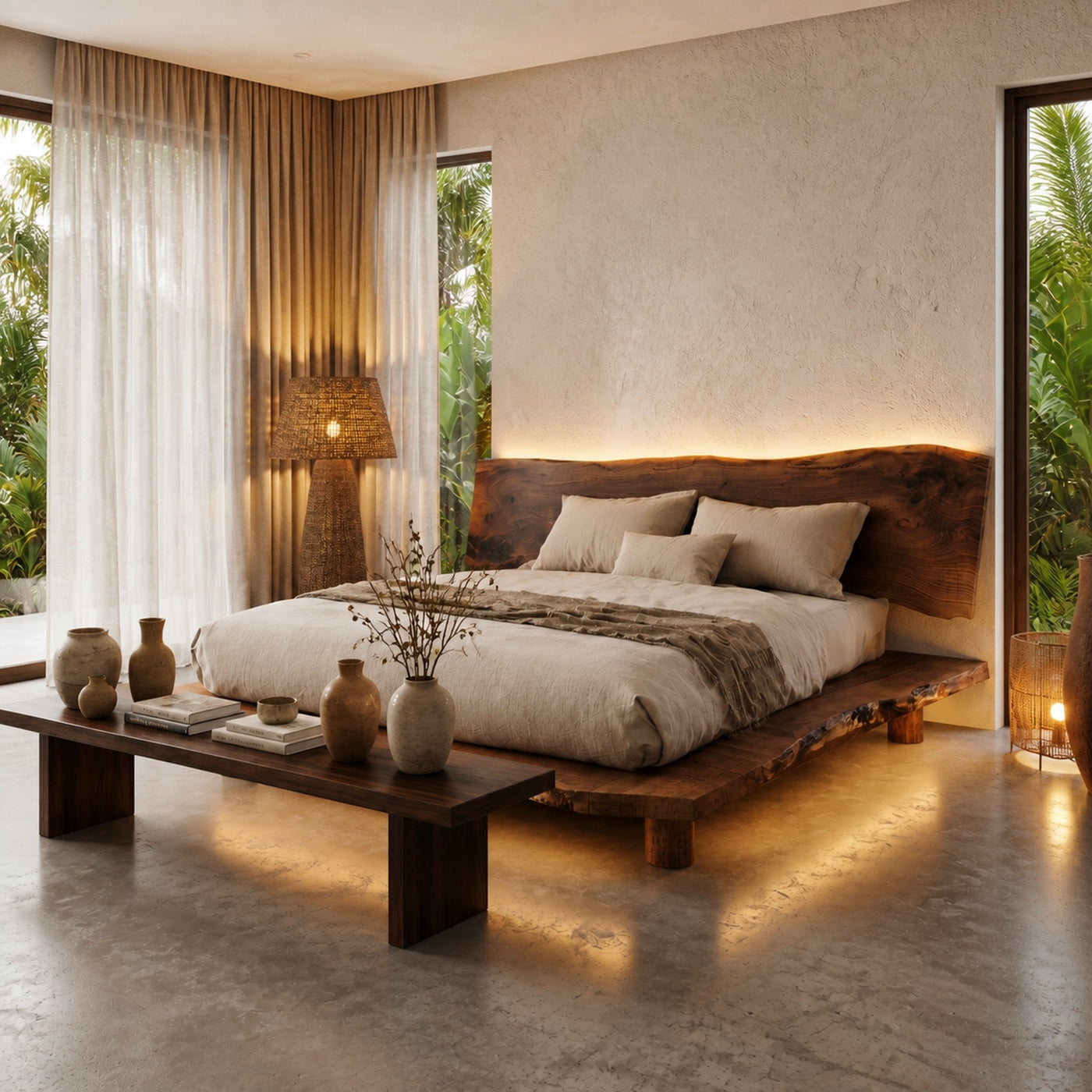 Rustic Bed Frame With Live Edge Headboard For Bedroom - product view 7