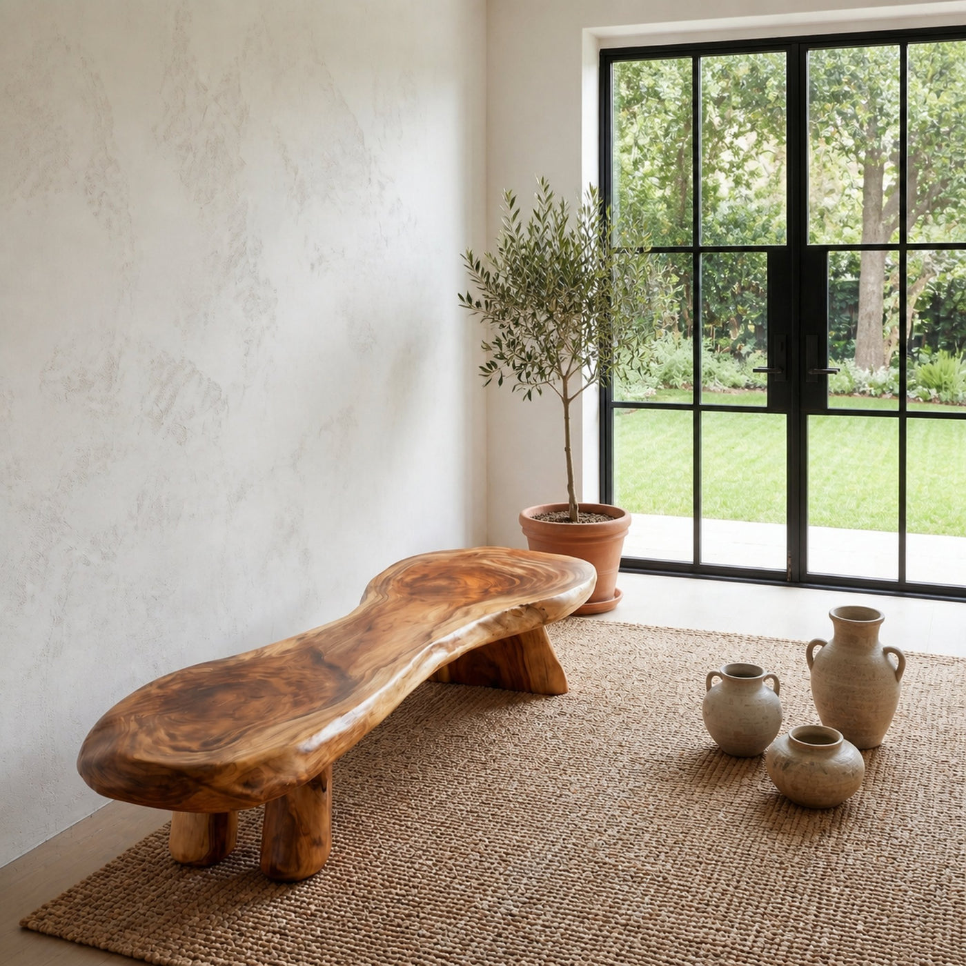 Rustic Bench Natural Tree Slab Design For Entryway - product view 6