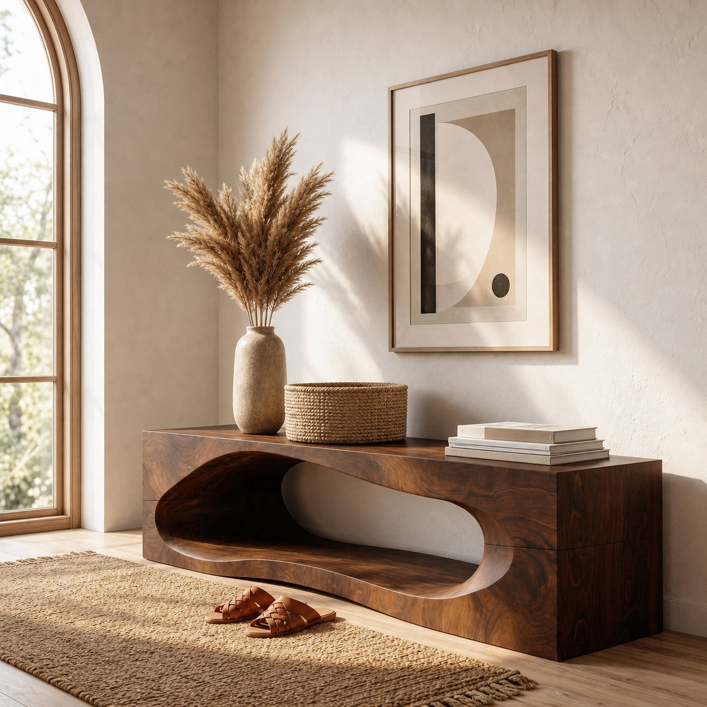 Rustic Bench With Built In Storage Shelf For Entryway - product view 7