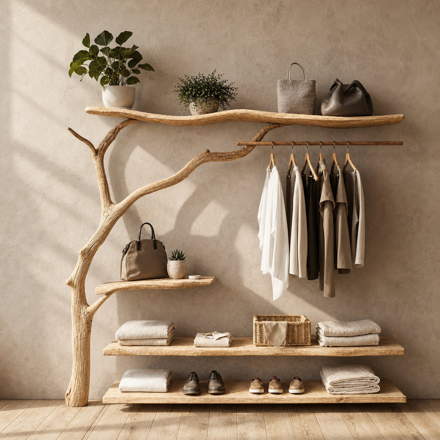 Rustic Coat Rack Wall Mount Antique Hall Tree Garment Rack