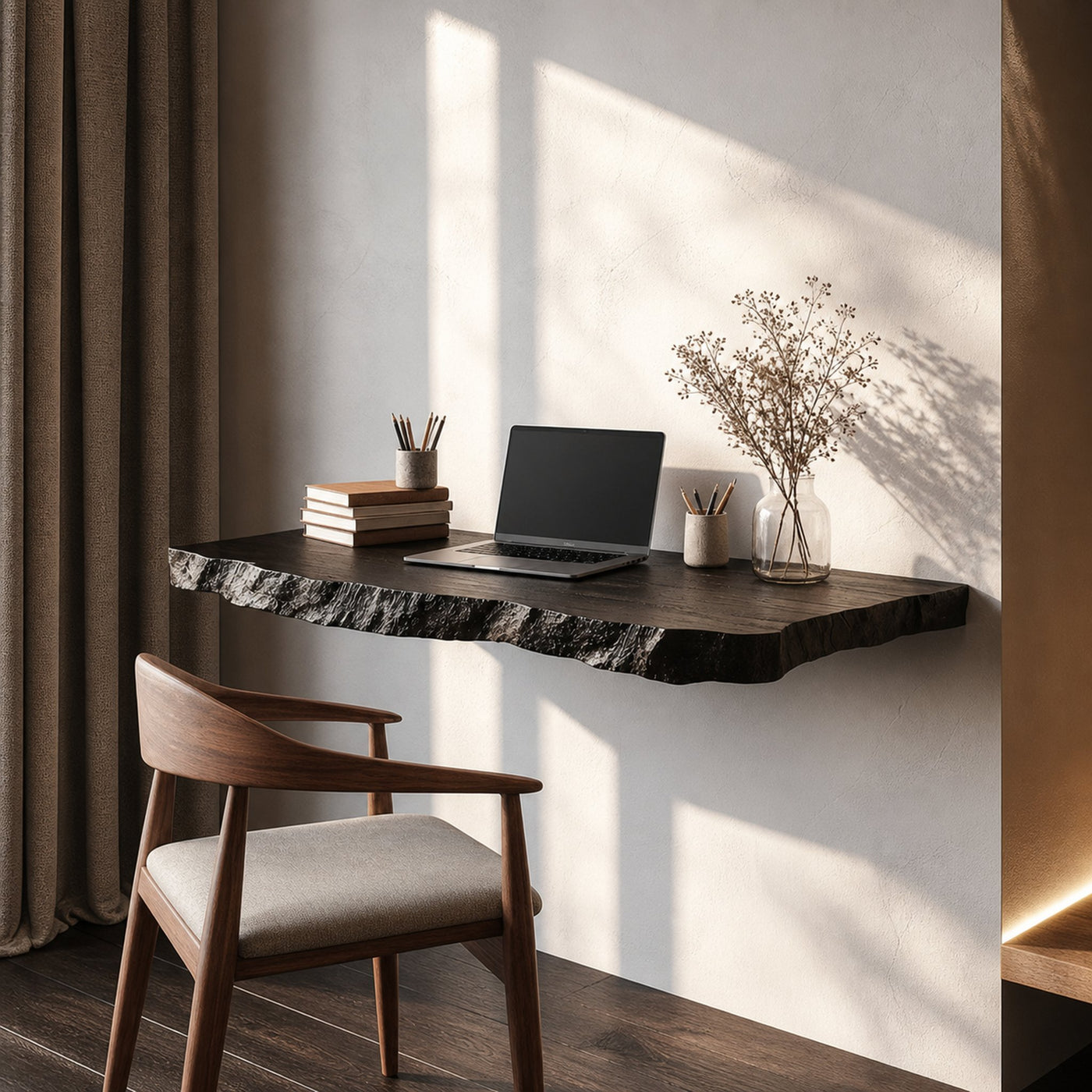 Rustic Computer Floating Desk For Home Office And Minimal Interior