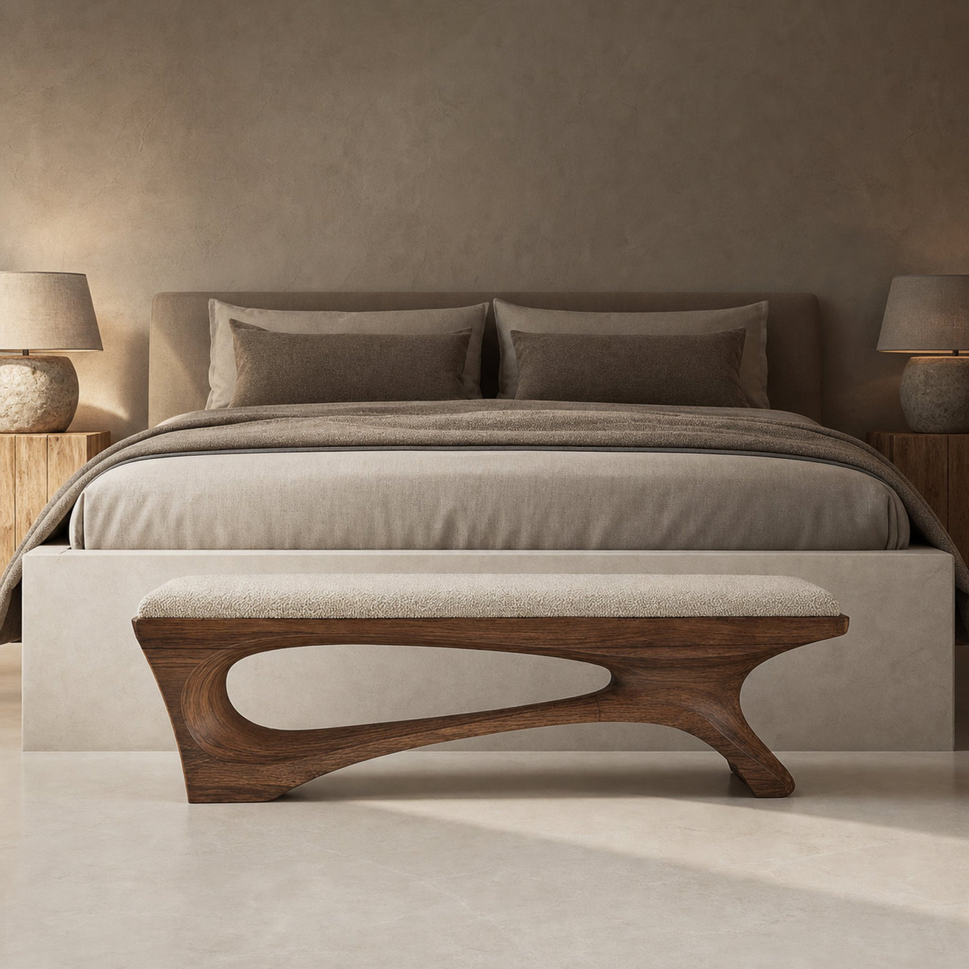 Rustic Contemporary Void Bench For Entryway And Interior