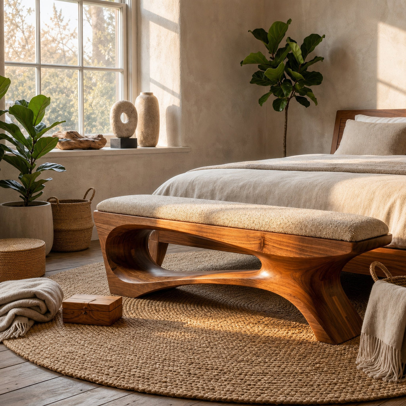 Rustic Contemporary Void Bench For Entryway And Interior - product view 6
