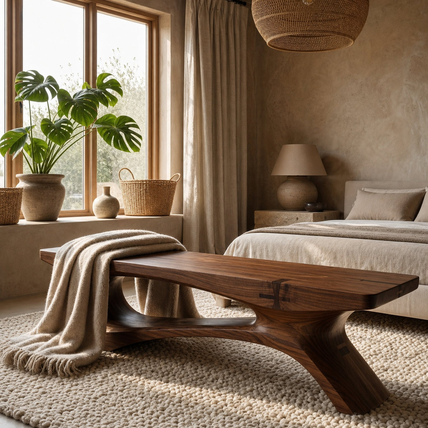 Rustic Contemporary Void Bench For Entryway And Interior - product view 7