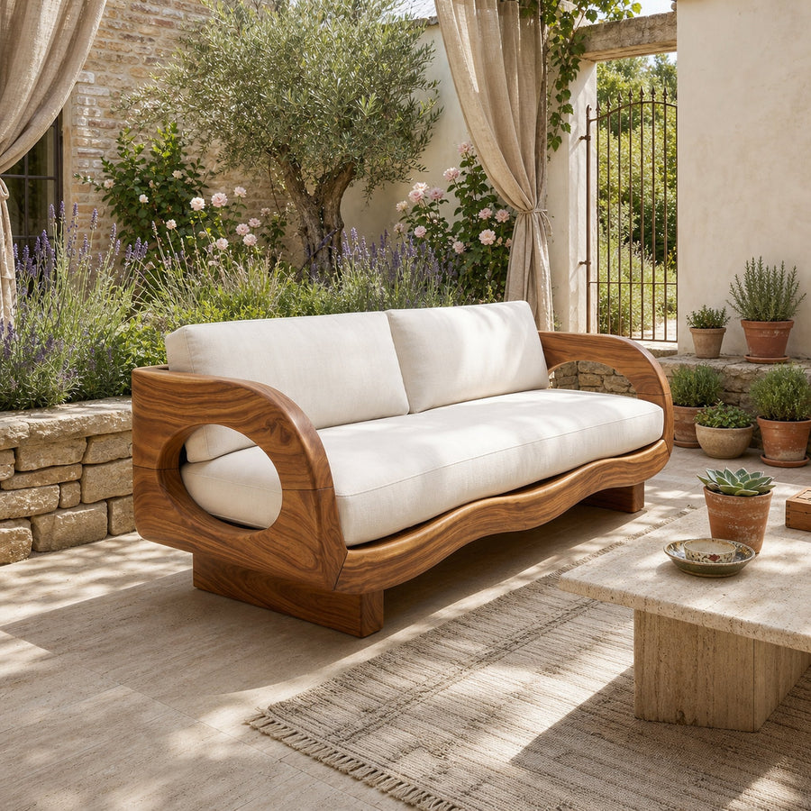 Rustic Contemporary Wood Sofa Garden Terrace Living Space